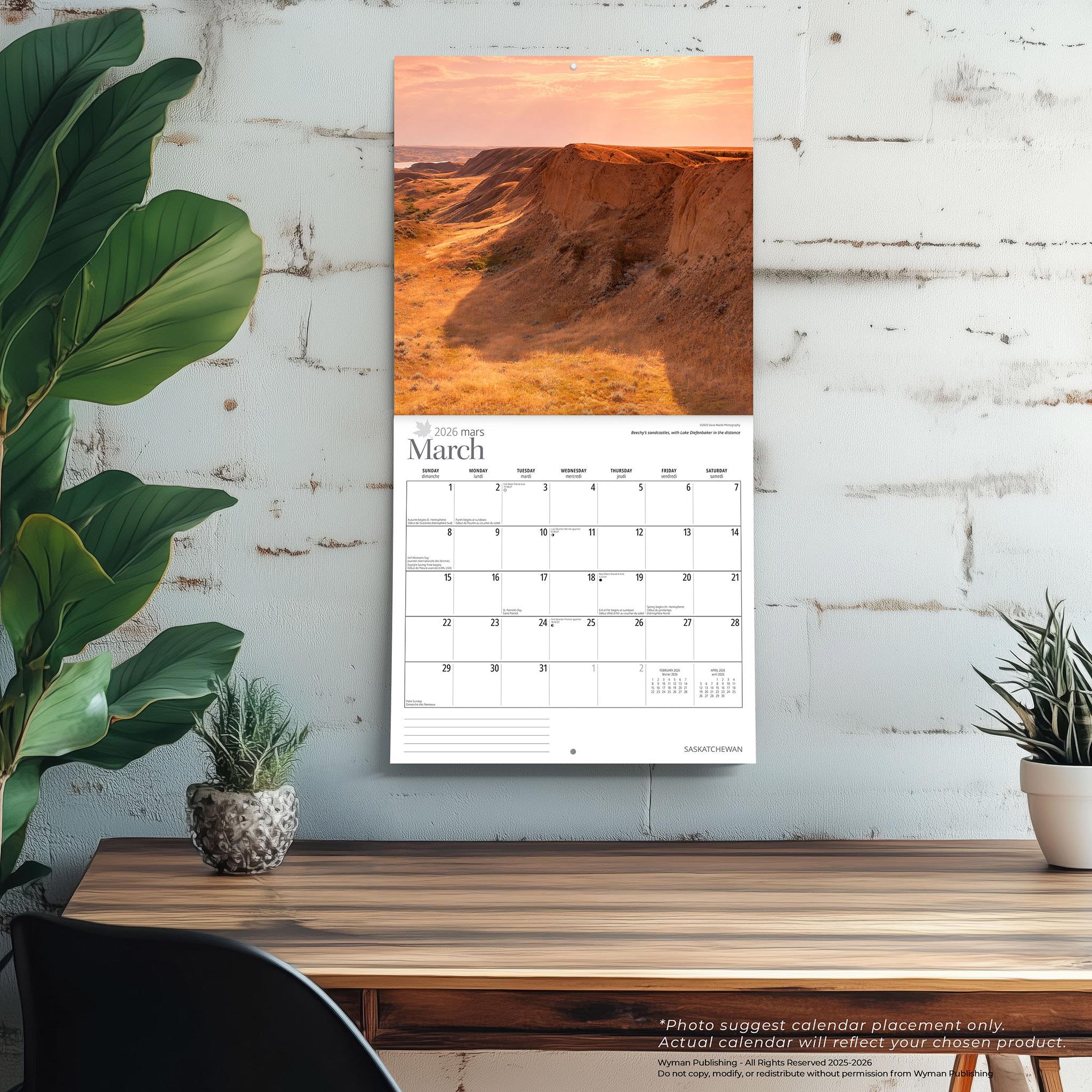 Saskatchewan 2026 Wall Calendar