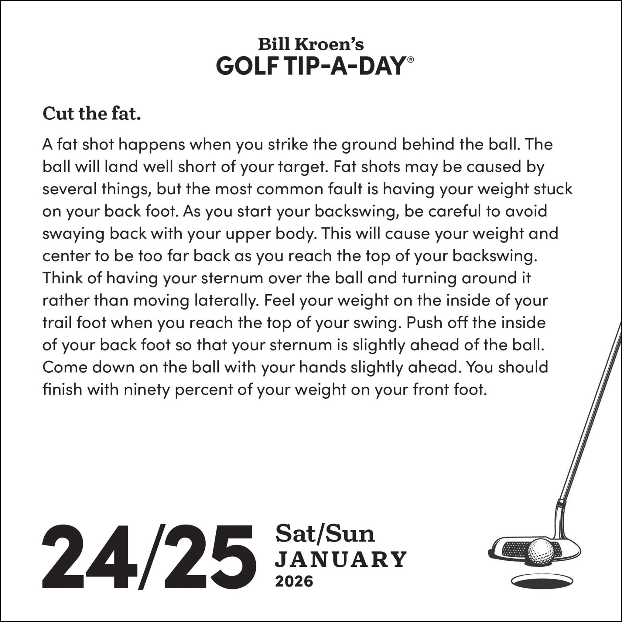 Bill Kroen's Golf Tip-A-Day 2026 Box Calendar