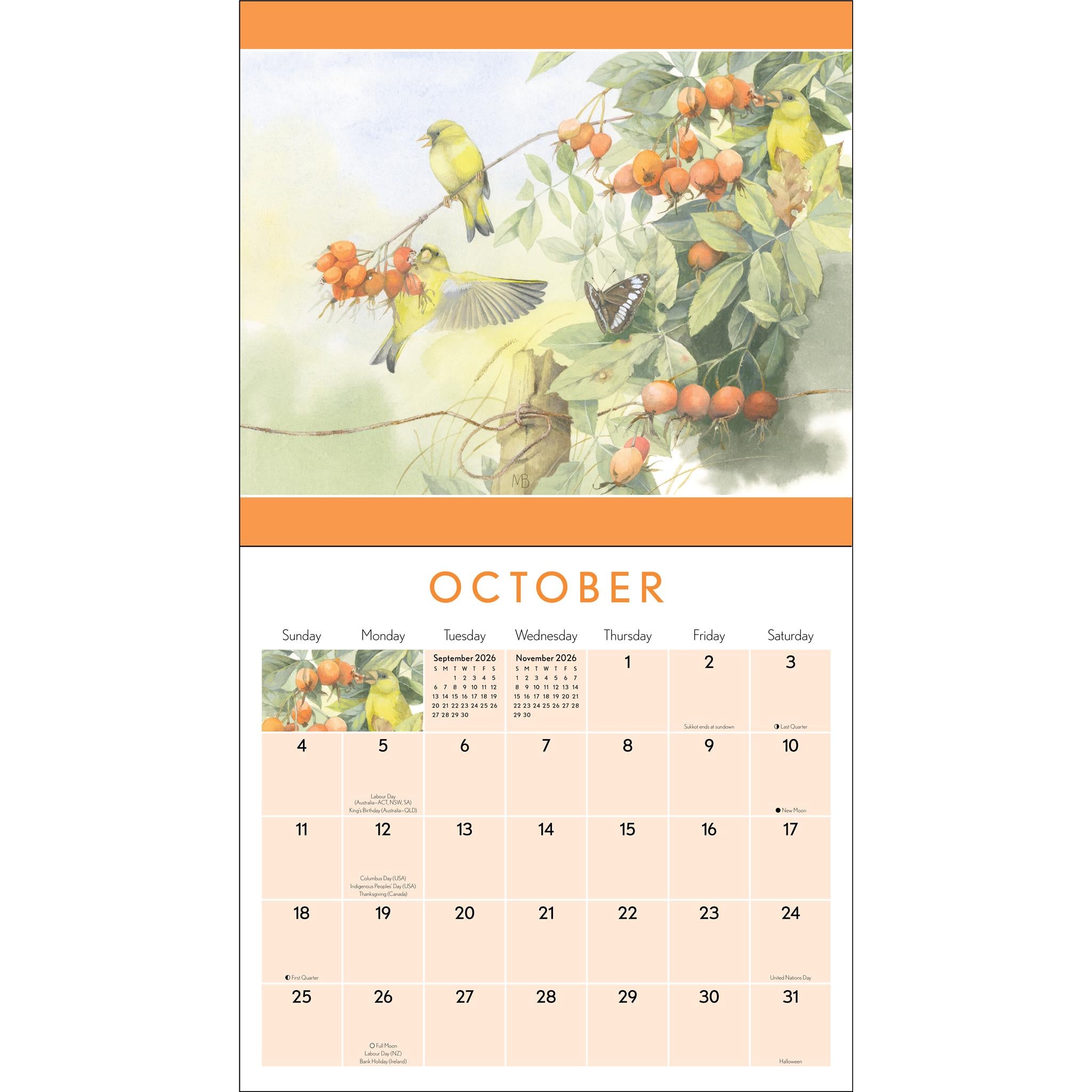 Marjolein Bastin Nature's Inspiration Deluxe with Print 2026 Wall Calendar