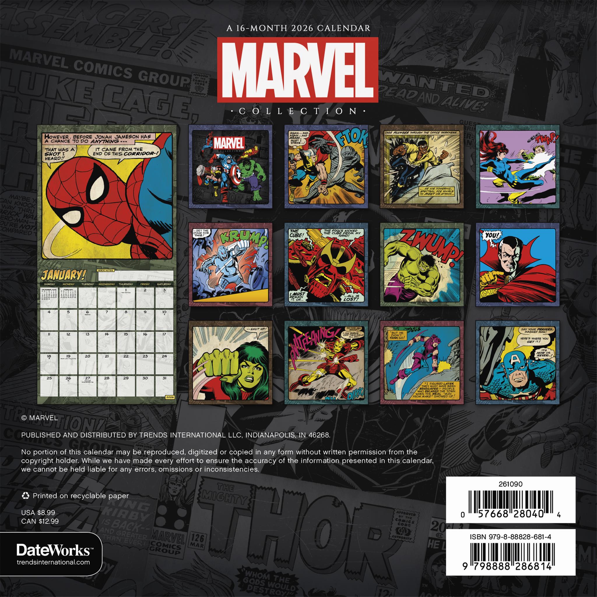 Mini-calendrier Marvel Comics 2026