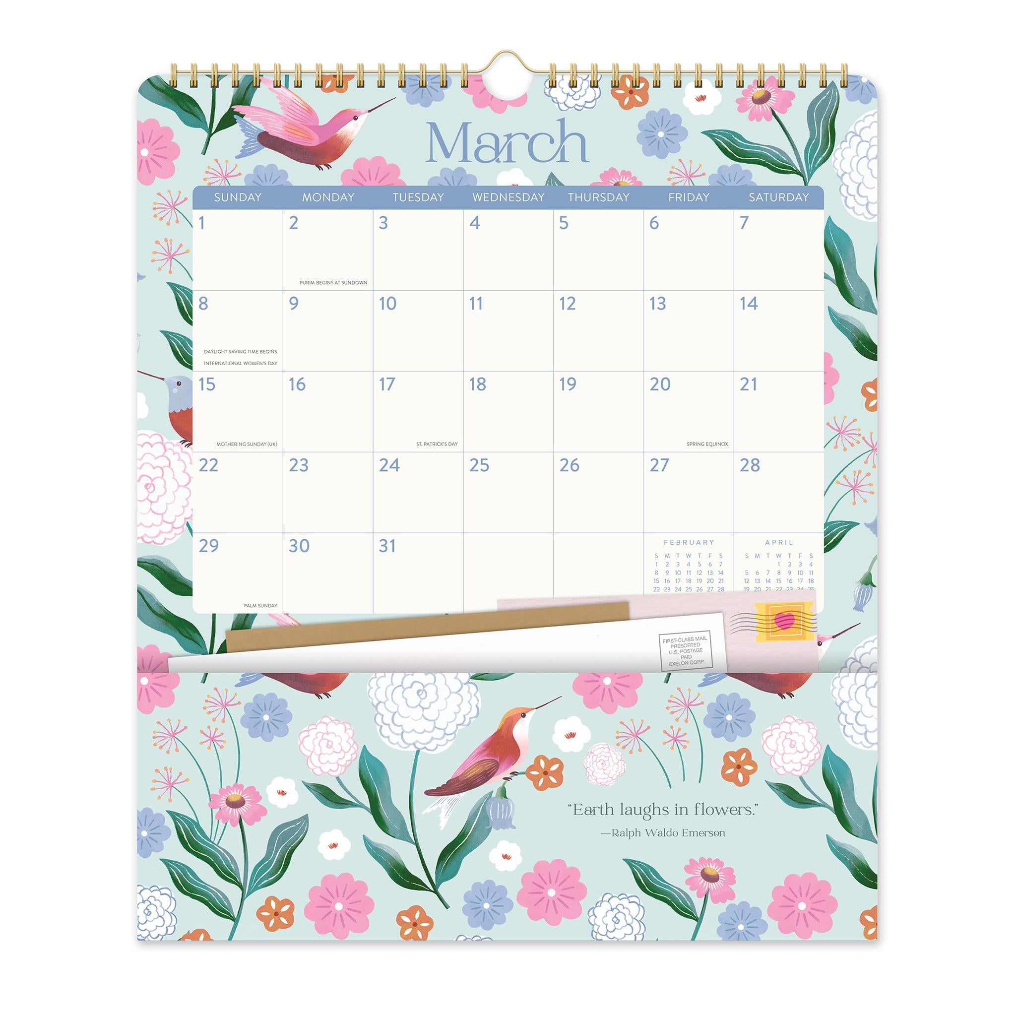 Birds and Blooms Pockets Plus 2026 Wall Calendar