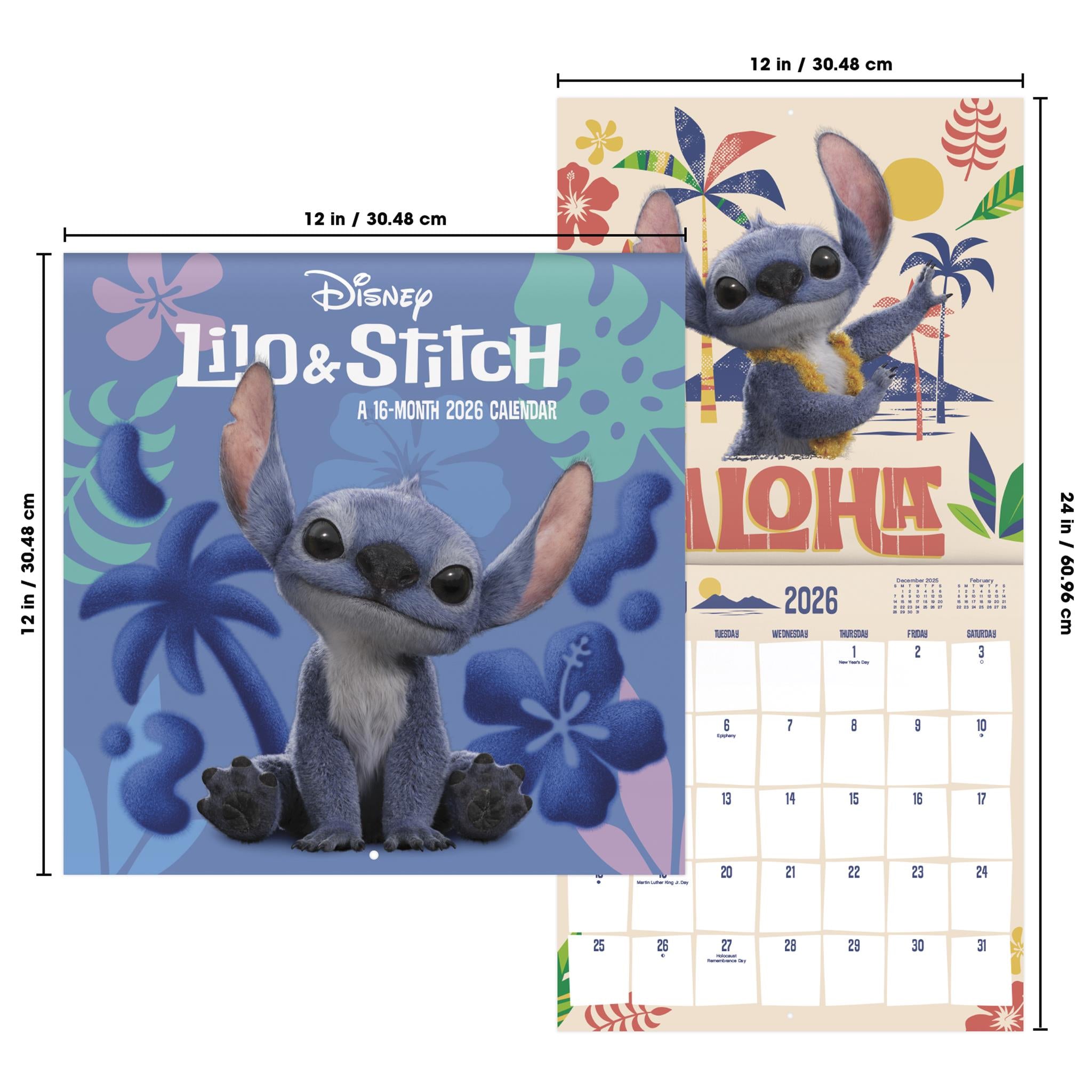 Calendrier mural Lilo et Stitch 2026 (film en prises de vues réelles) - Disponible uniquement en ligne