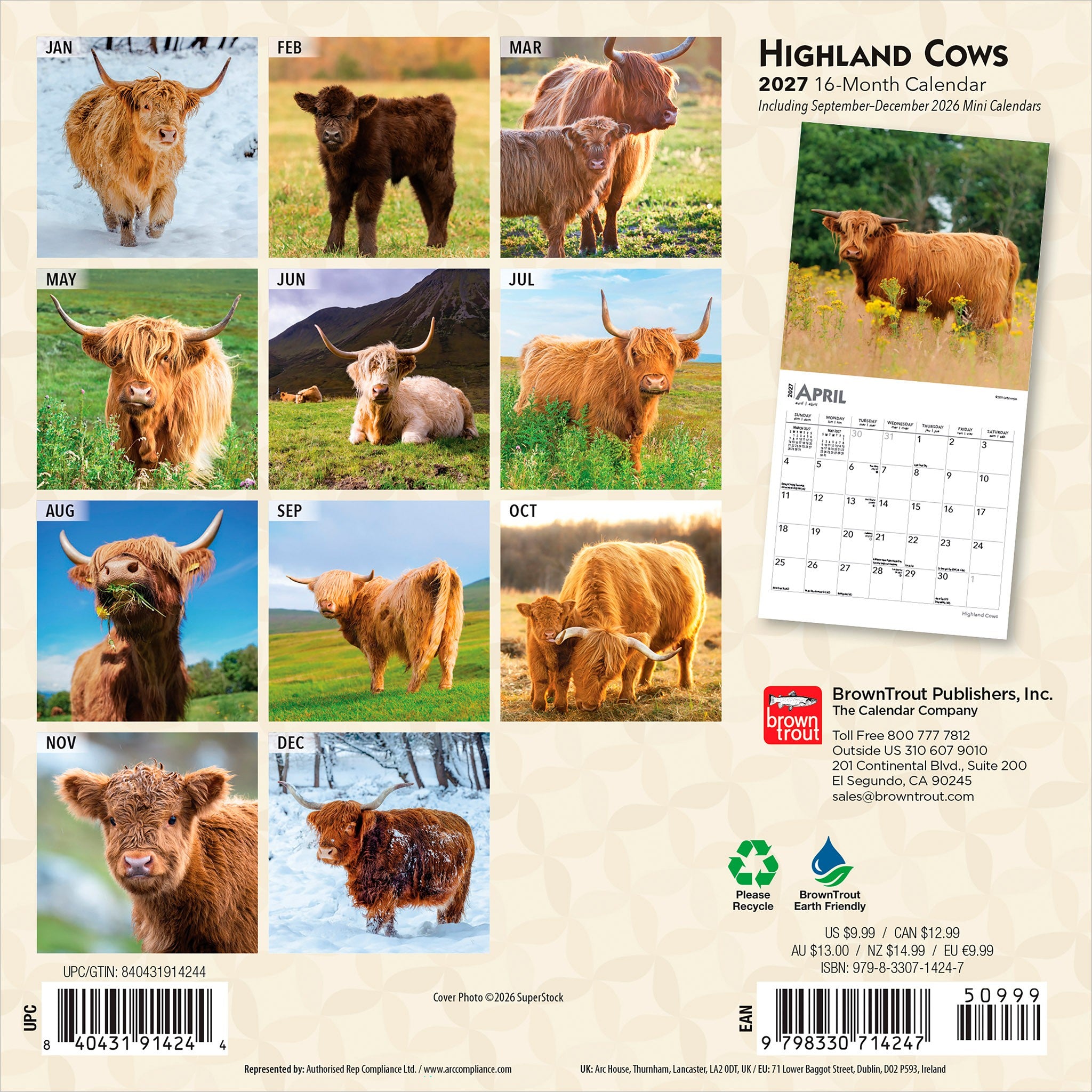 Highland Cows 2027 Mini Calendar