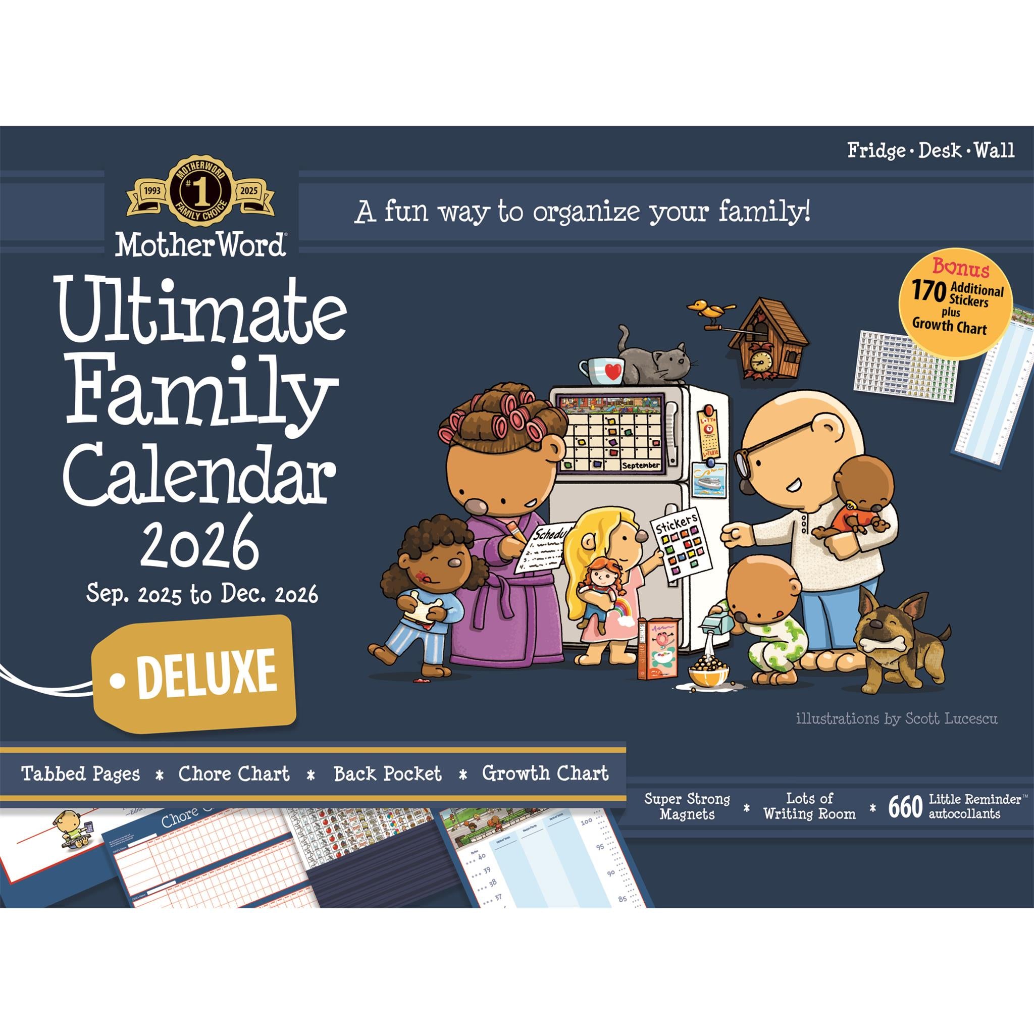 Calendrier mural Motherword Deluxe anglais 2025-2026