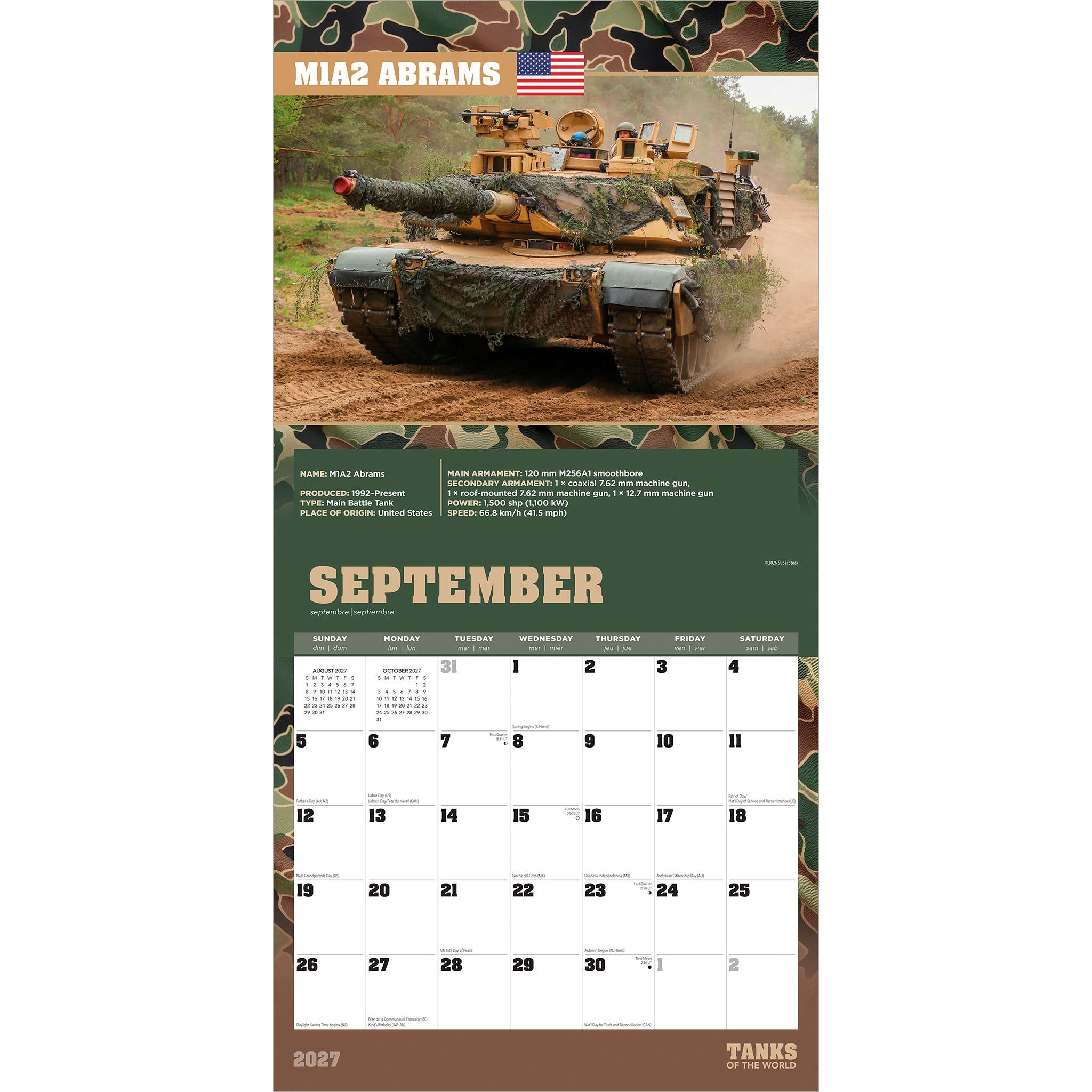 Tanks of the World 2027 Wall Calendar
