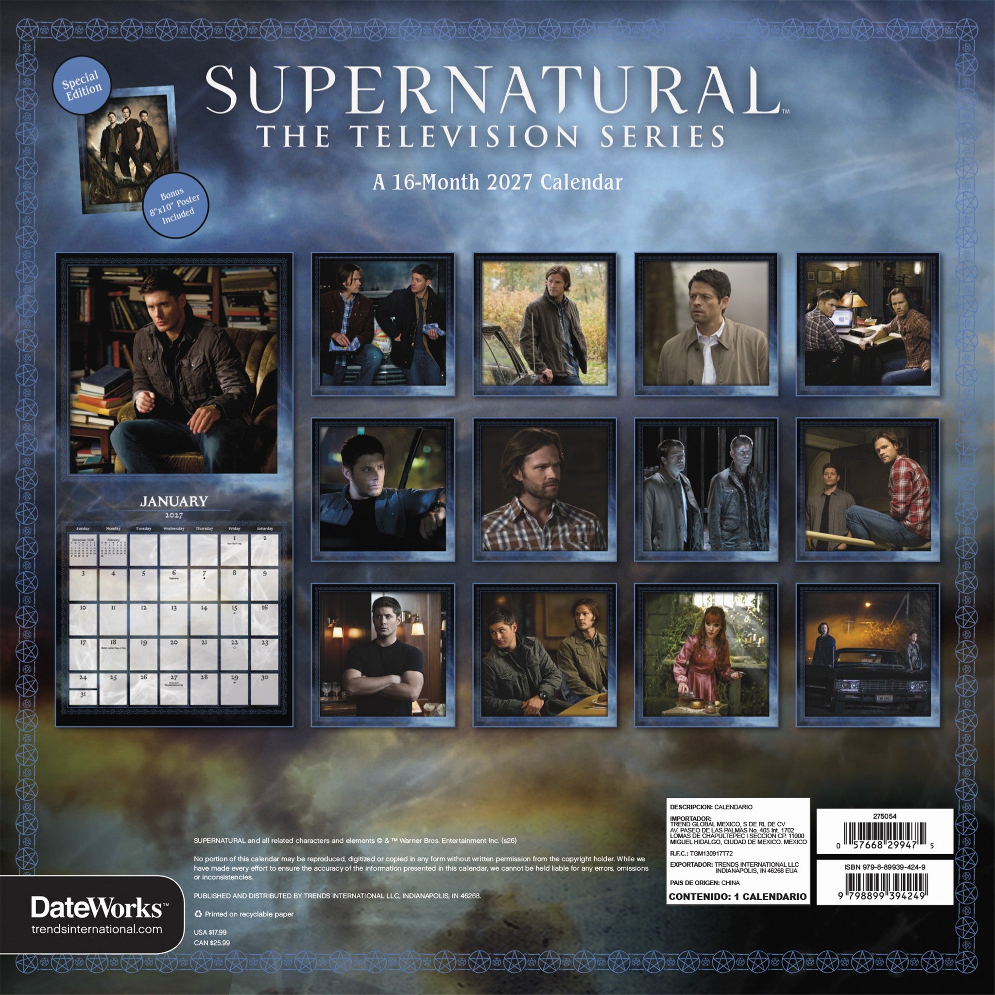 Supernatural Exclusive with Print 2027 Wall Calendar