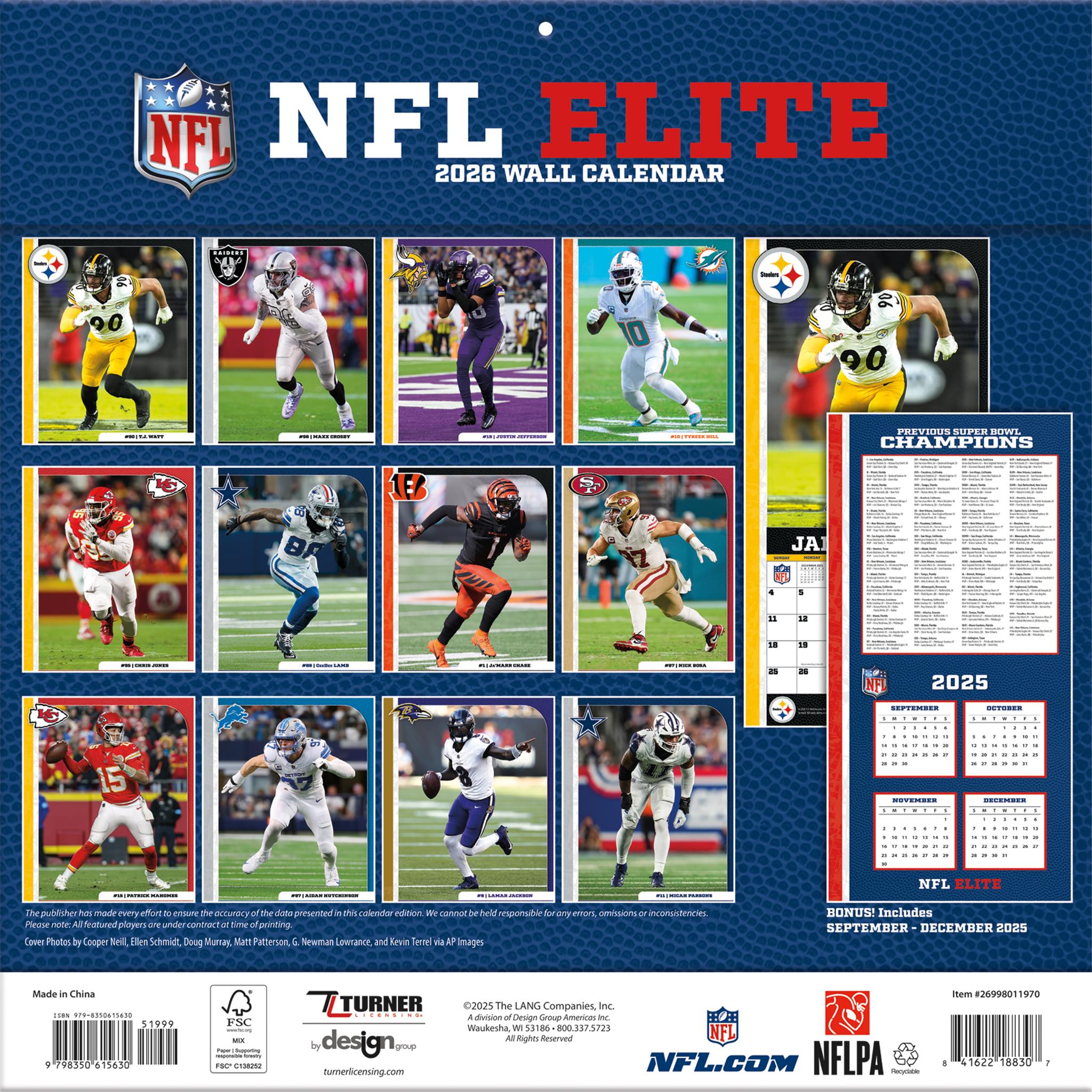 Calendrier mural NFL Elite 2026