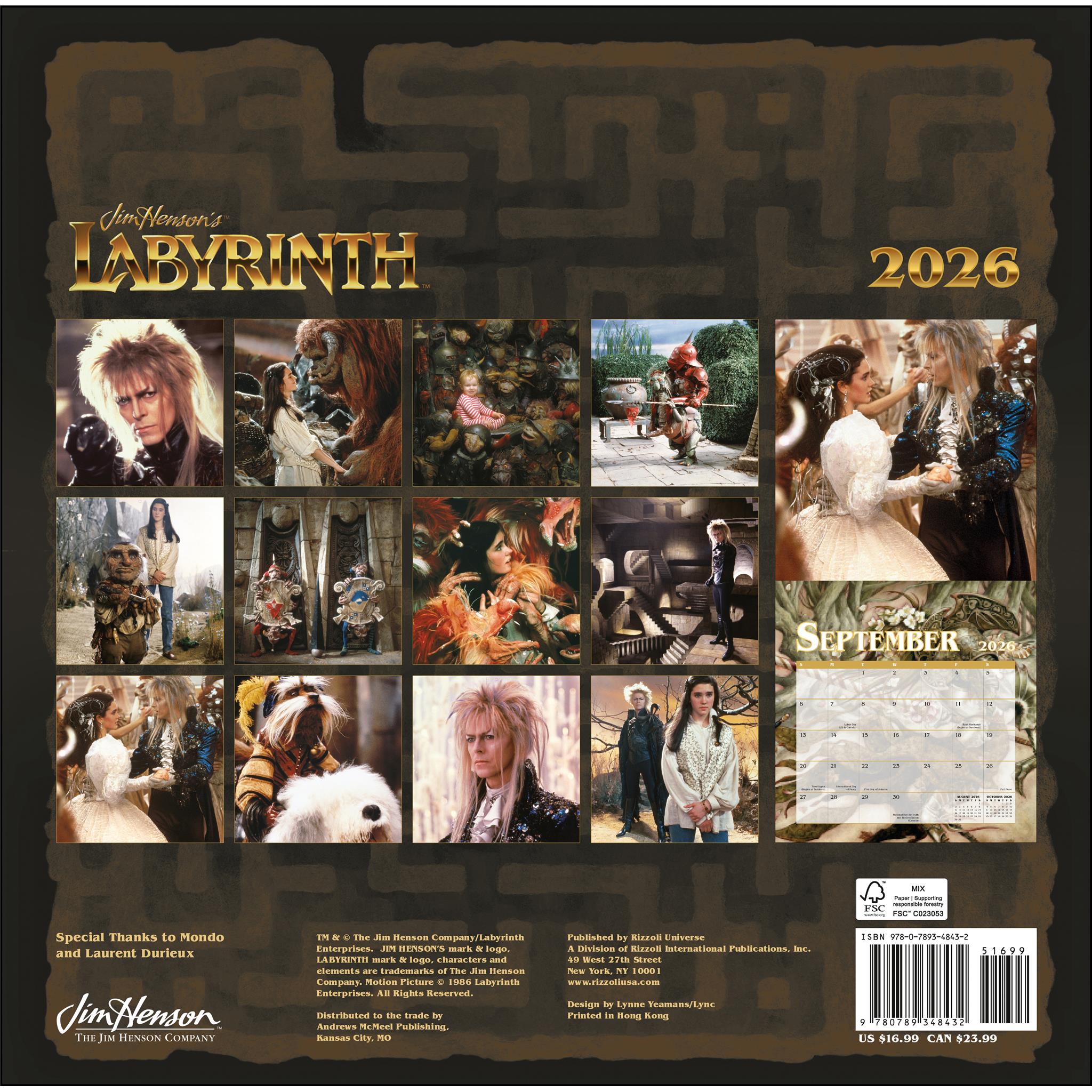 Calendrier mural Labyrinthe de Jim Henson 2026