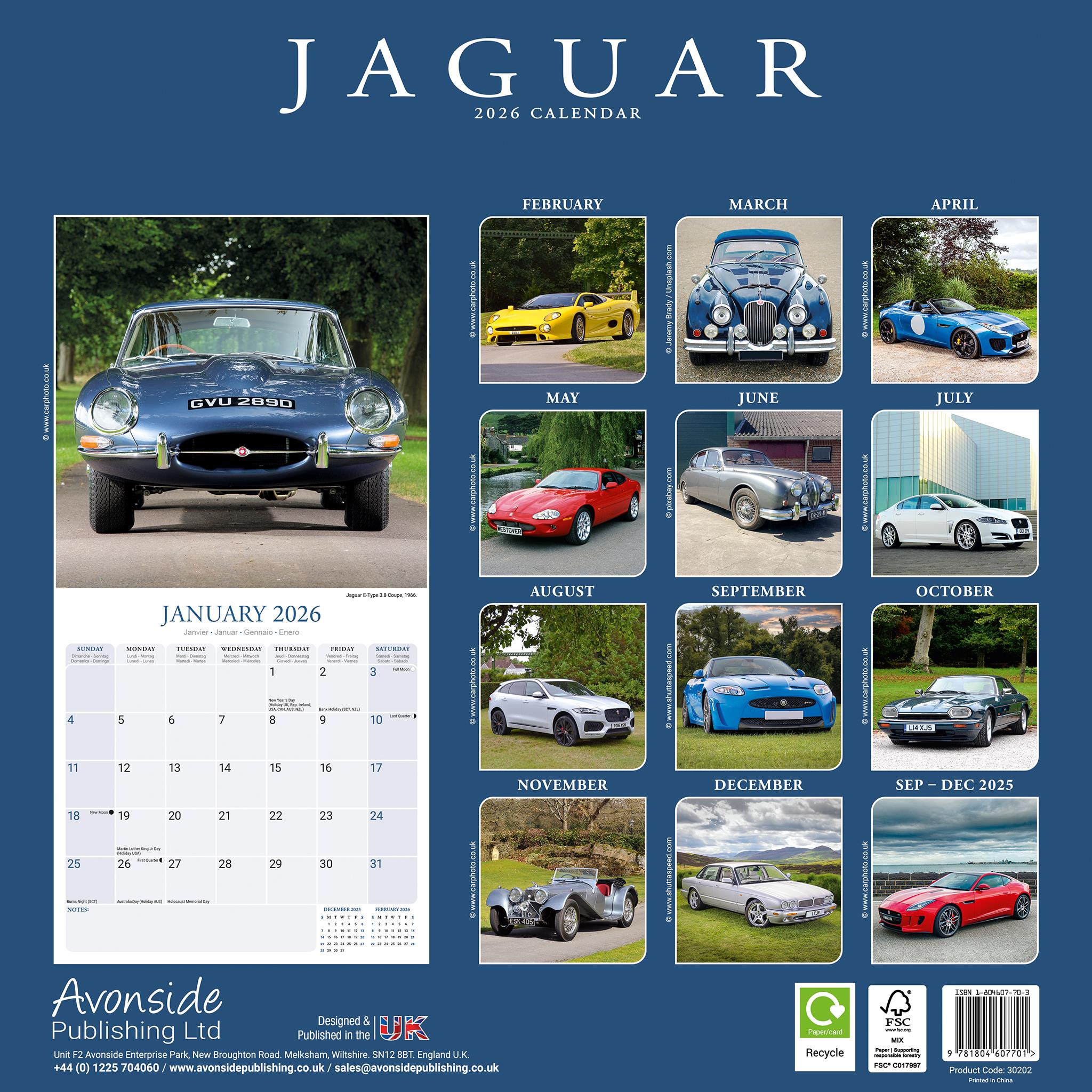 Calendrier mural Jaguar 2026