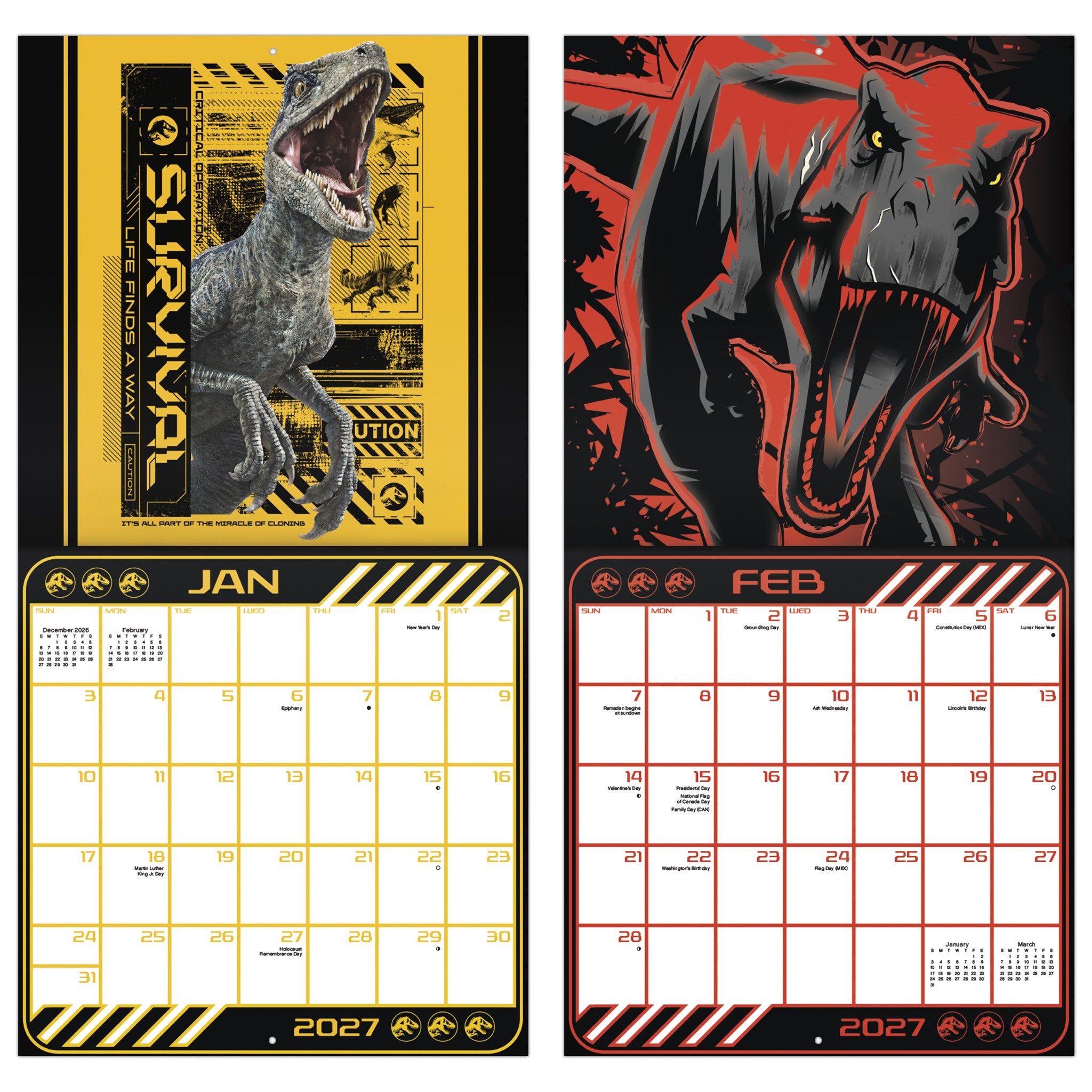 Calendrier mural Jurassic World 2027
