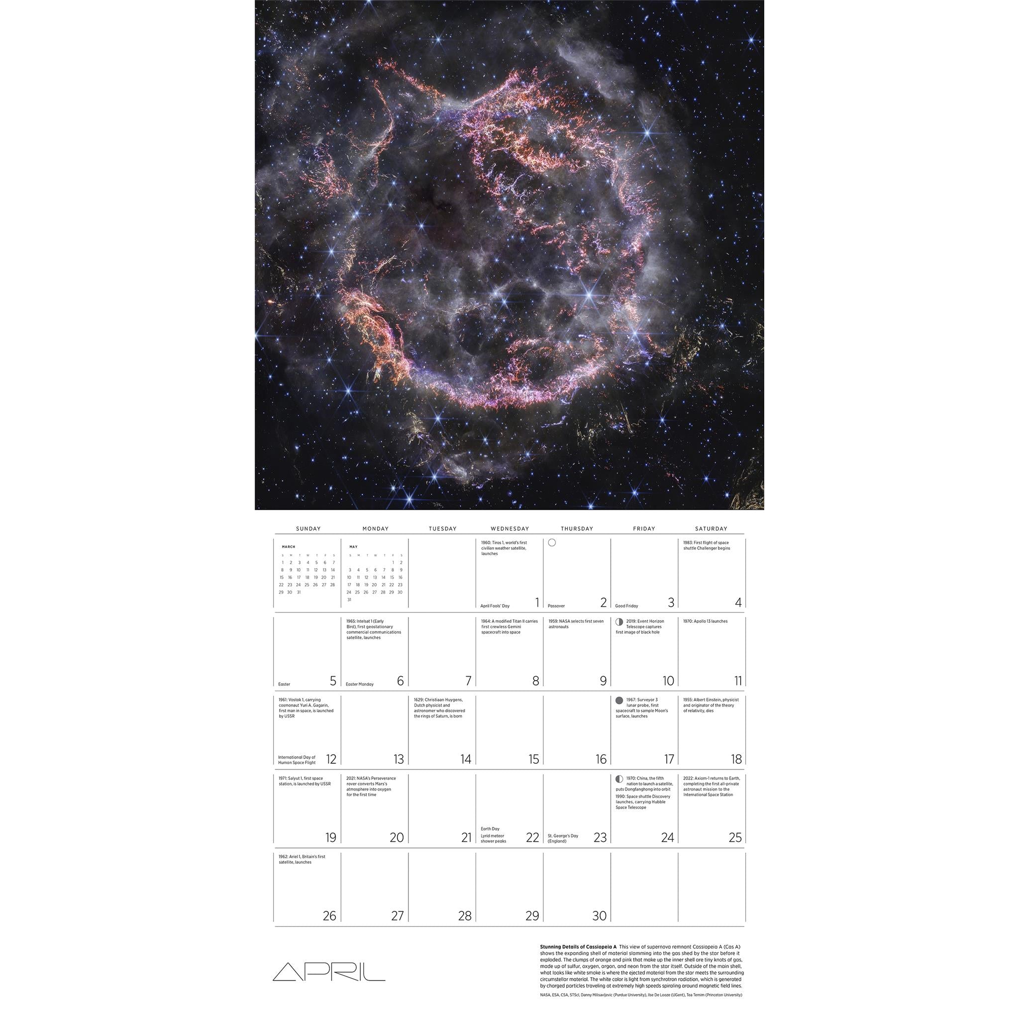 Calendrier mural édition spéciale de luxe Space Views 2026 avec impression