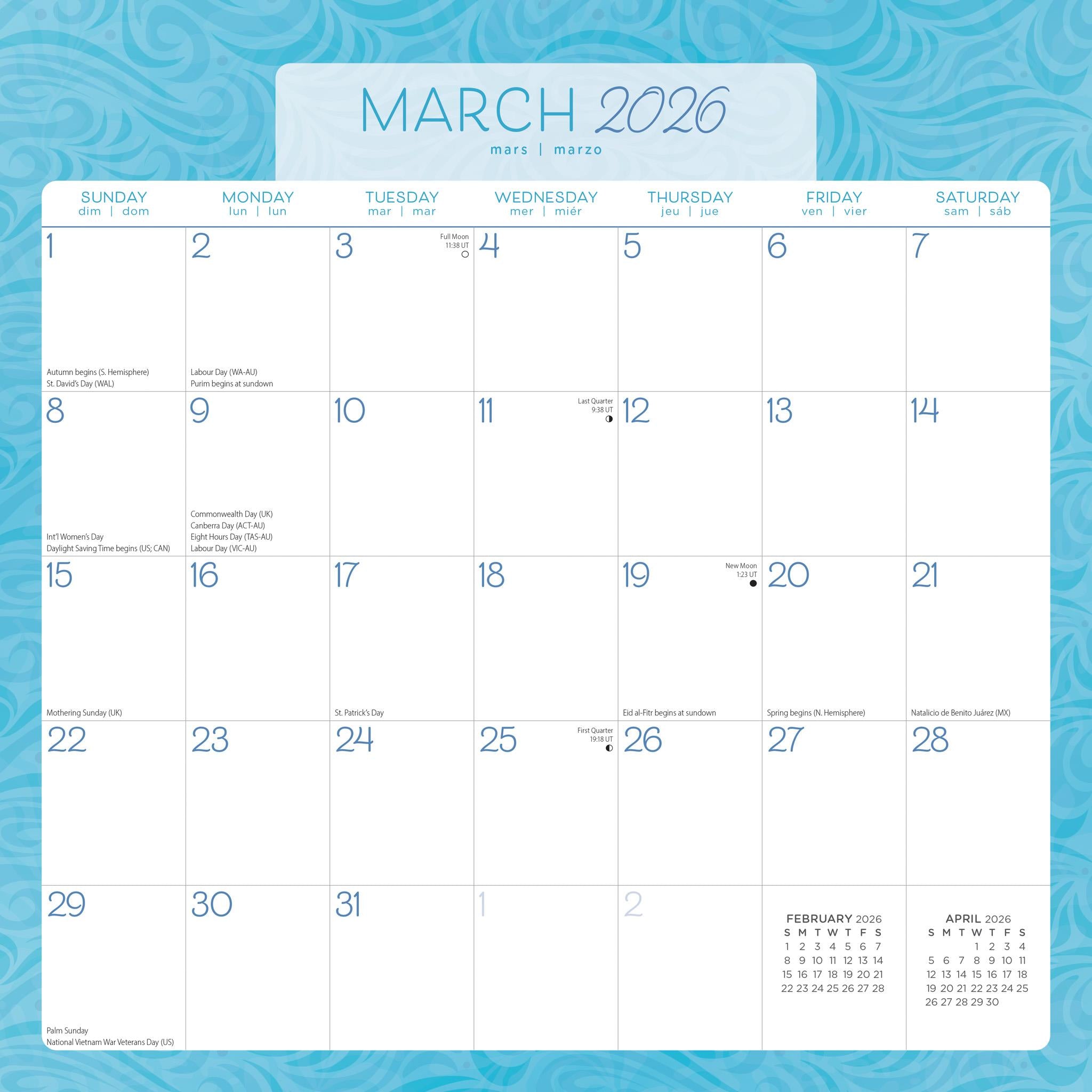 Calendrier mural Seaside Currents 2026