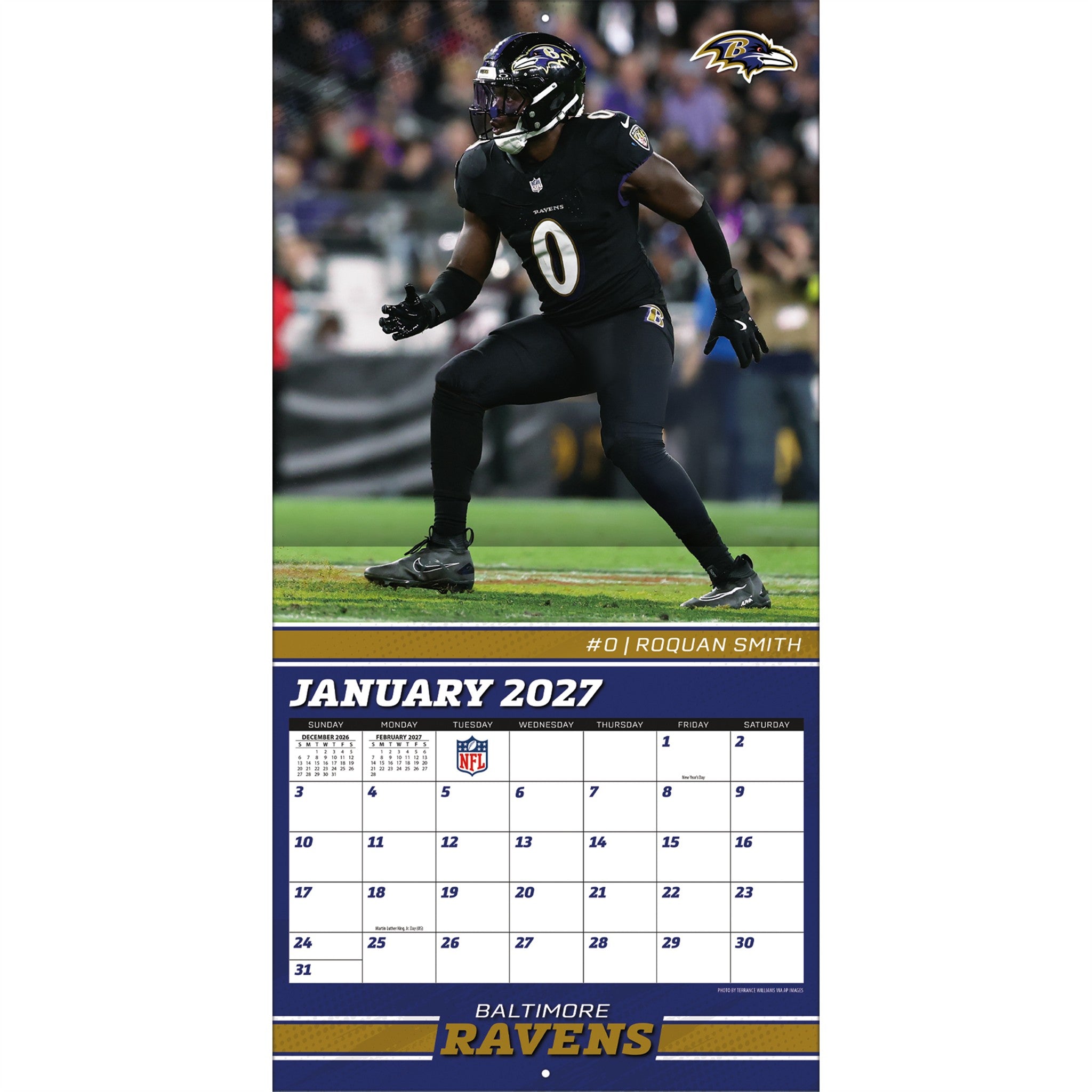 NFL Baltimore Ravens 2027 Wall Calendar
