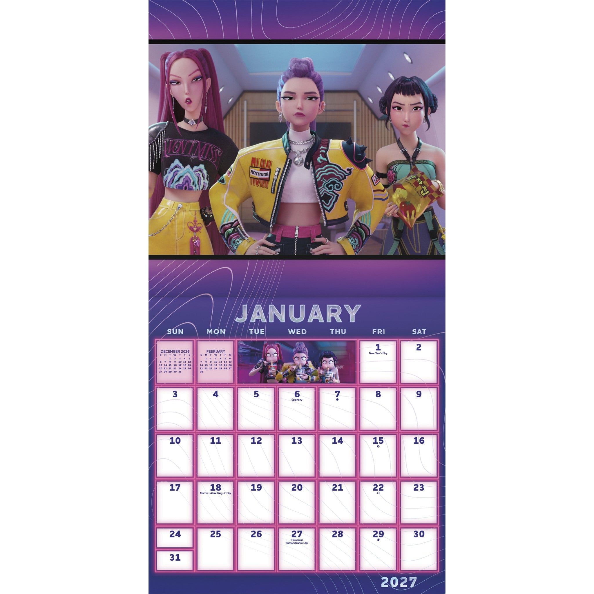 K-Pop Demon Hunters Exclusive with Decal 2027 Wall Calendar