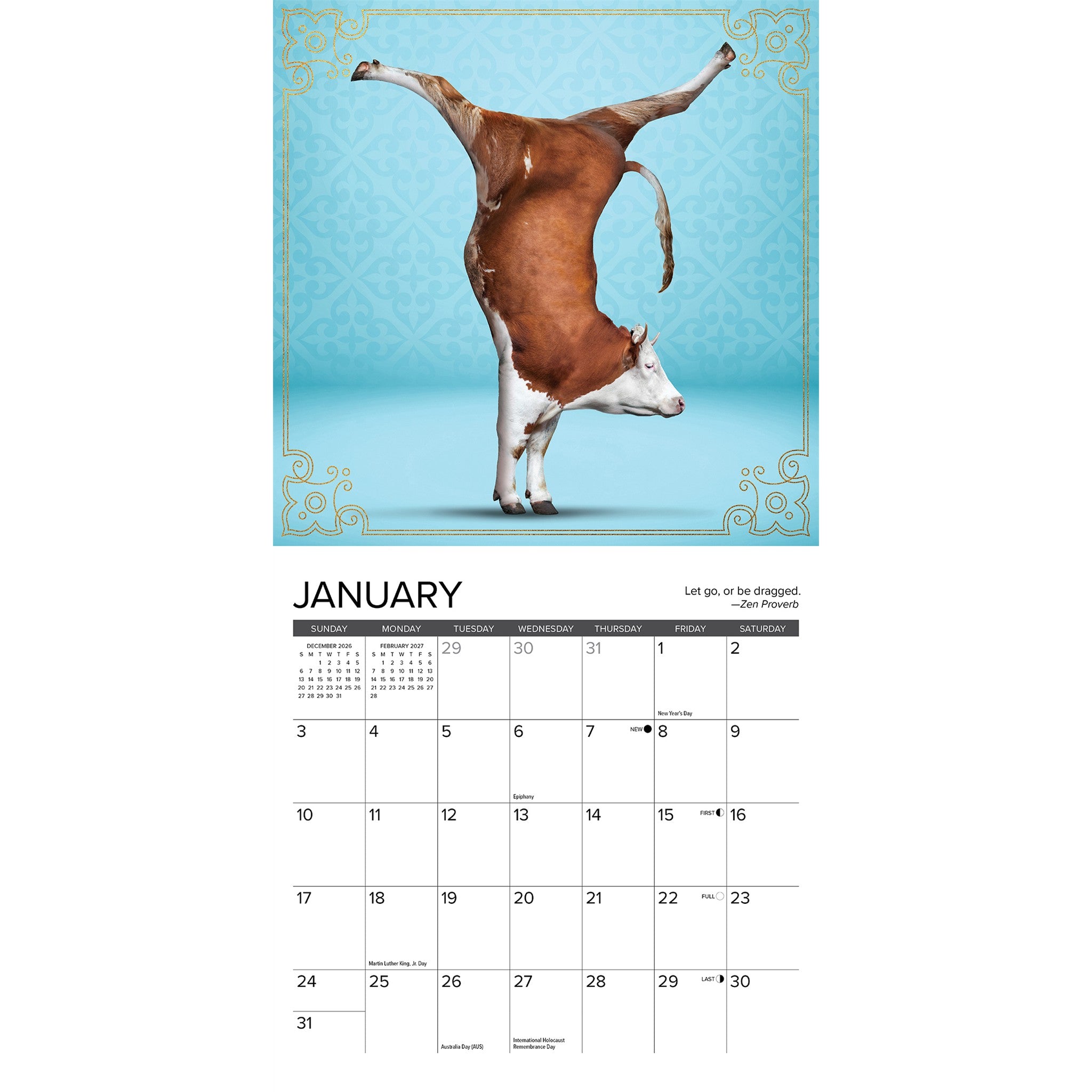 Cow Yoga 2027 Mini Calendar