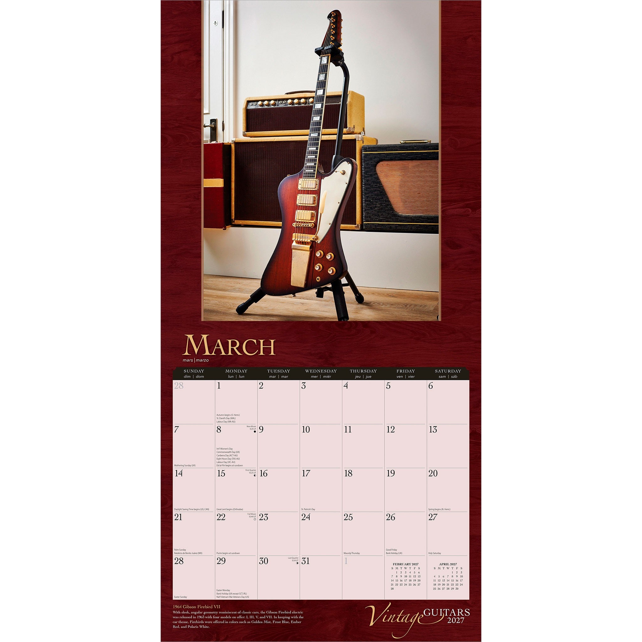 Vintage Guitars 2027 Wall Calendar