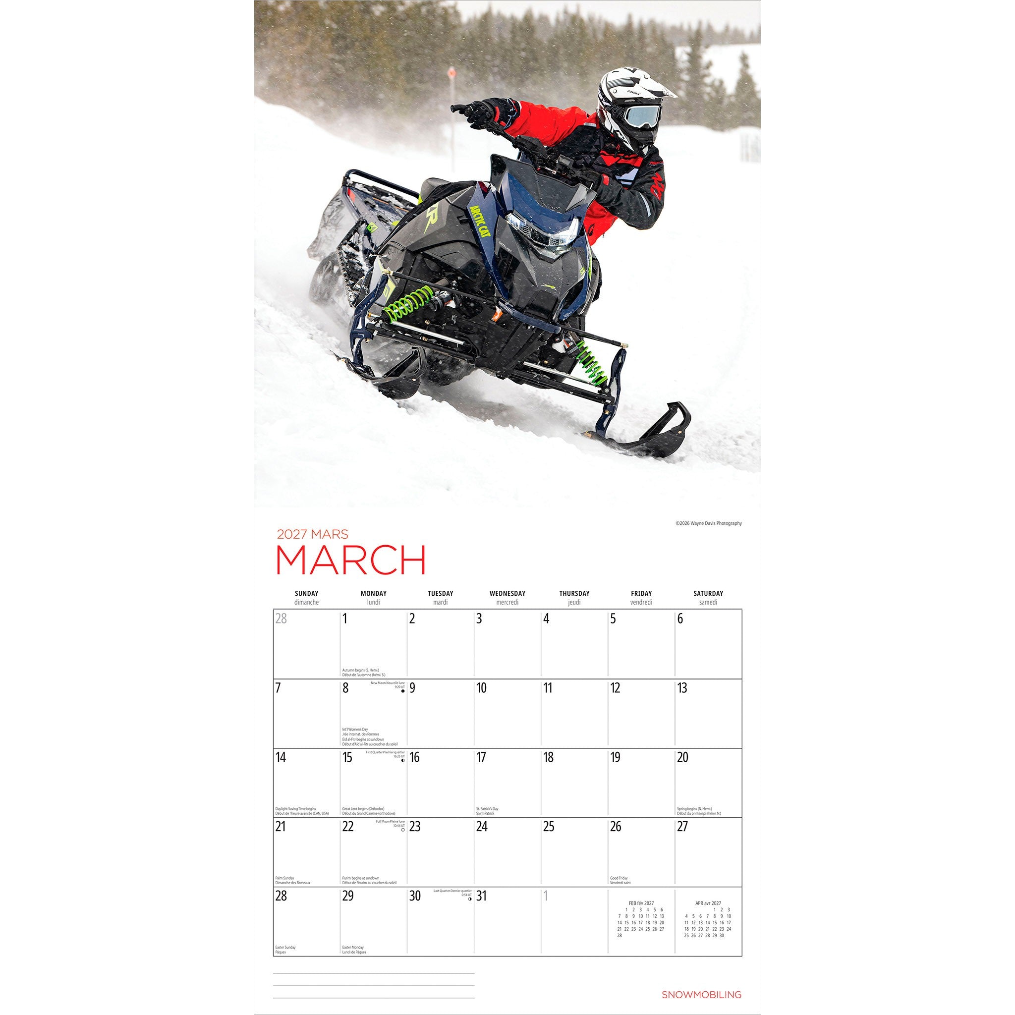 Snowmobiling 2027 Wall Calendar