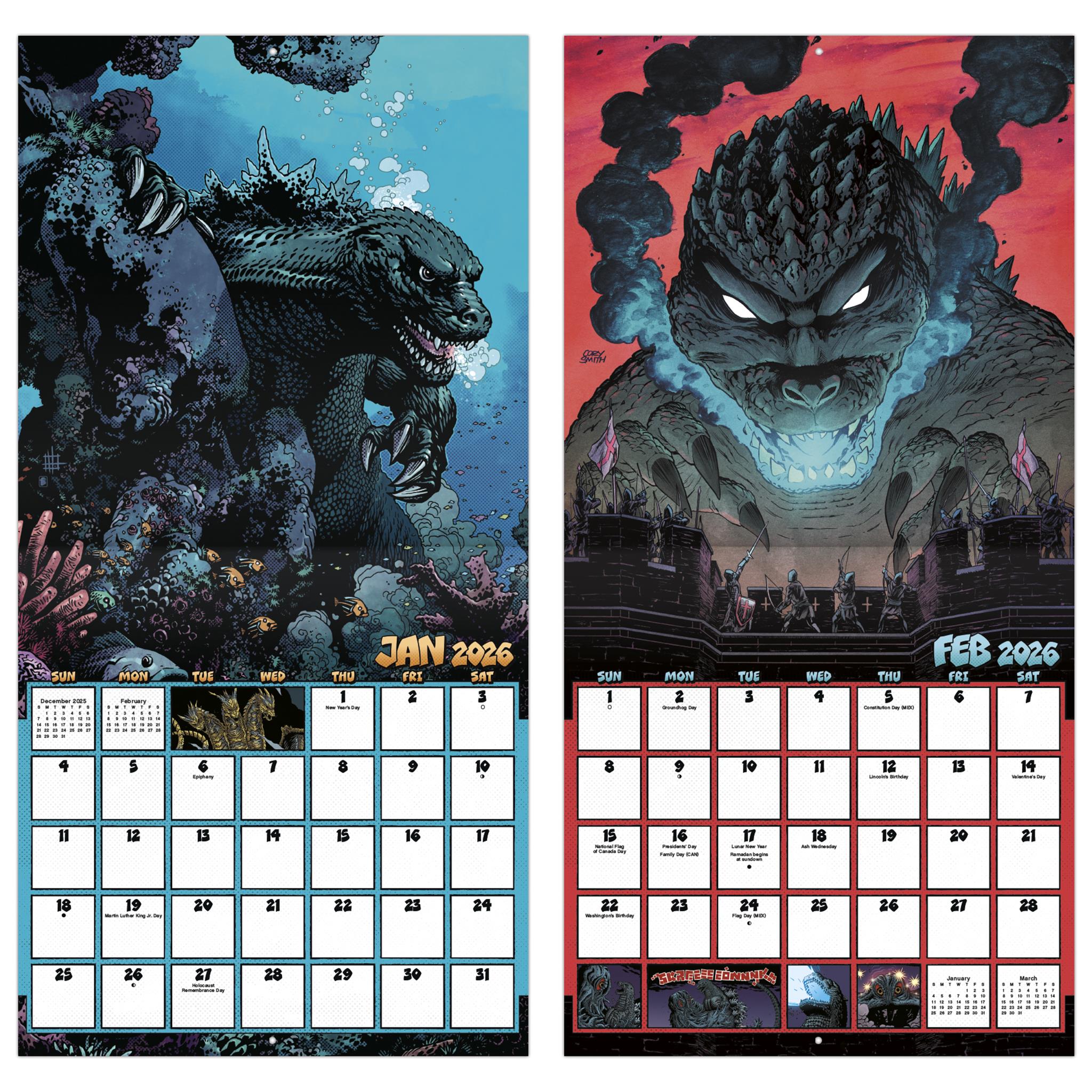Calendrier mural Godzilla Classic 2026 - Disponible uniquement en ligne