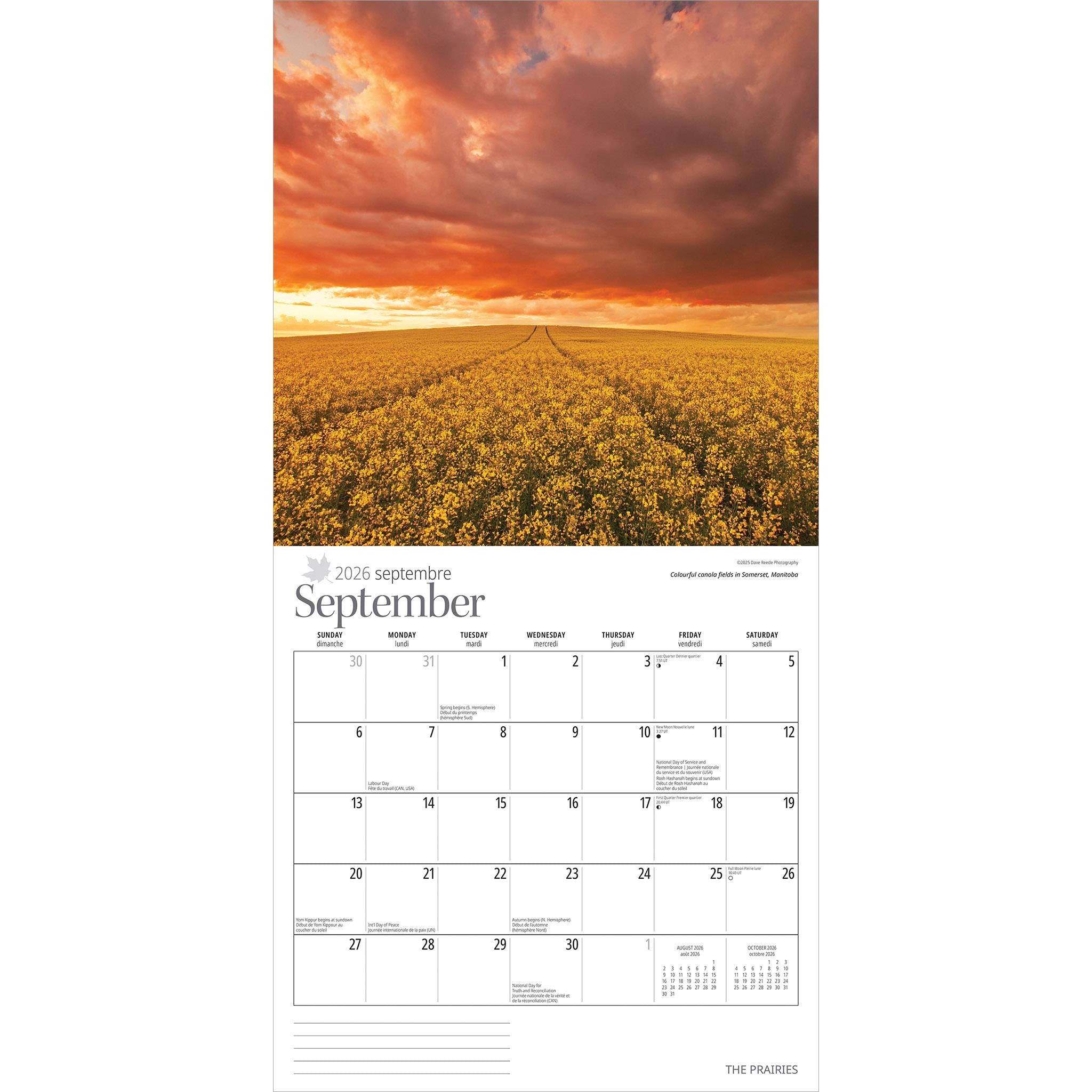 Calendrier mural Prairies 2026