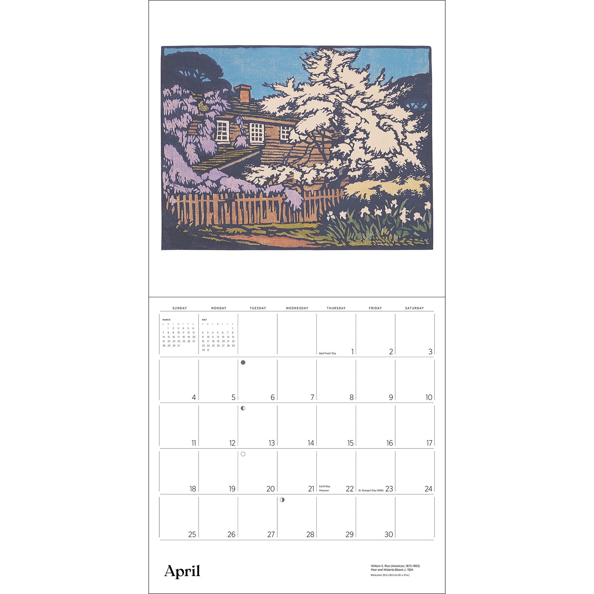 Calendrier mural 2027 Arts and Crafts Block Prints - En ligne seulement
