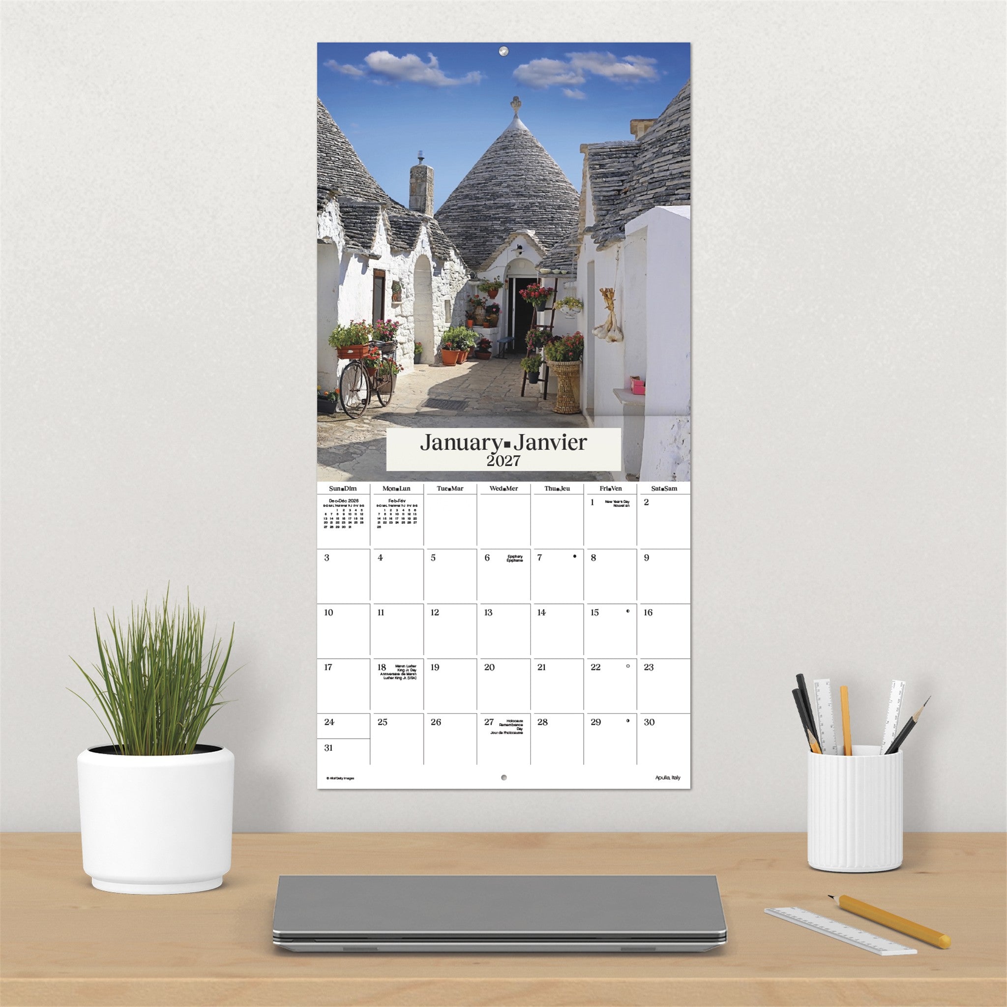 Exotic Destinations / Destinations Exotiques 2027 Wall Calendar - Online Only