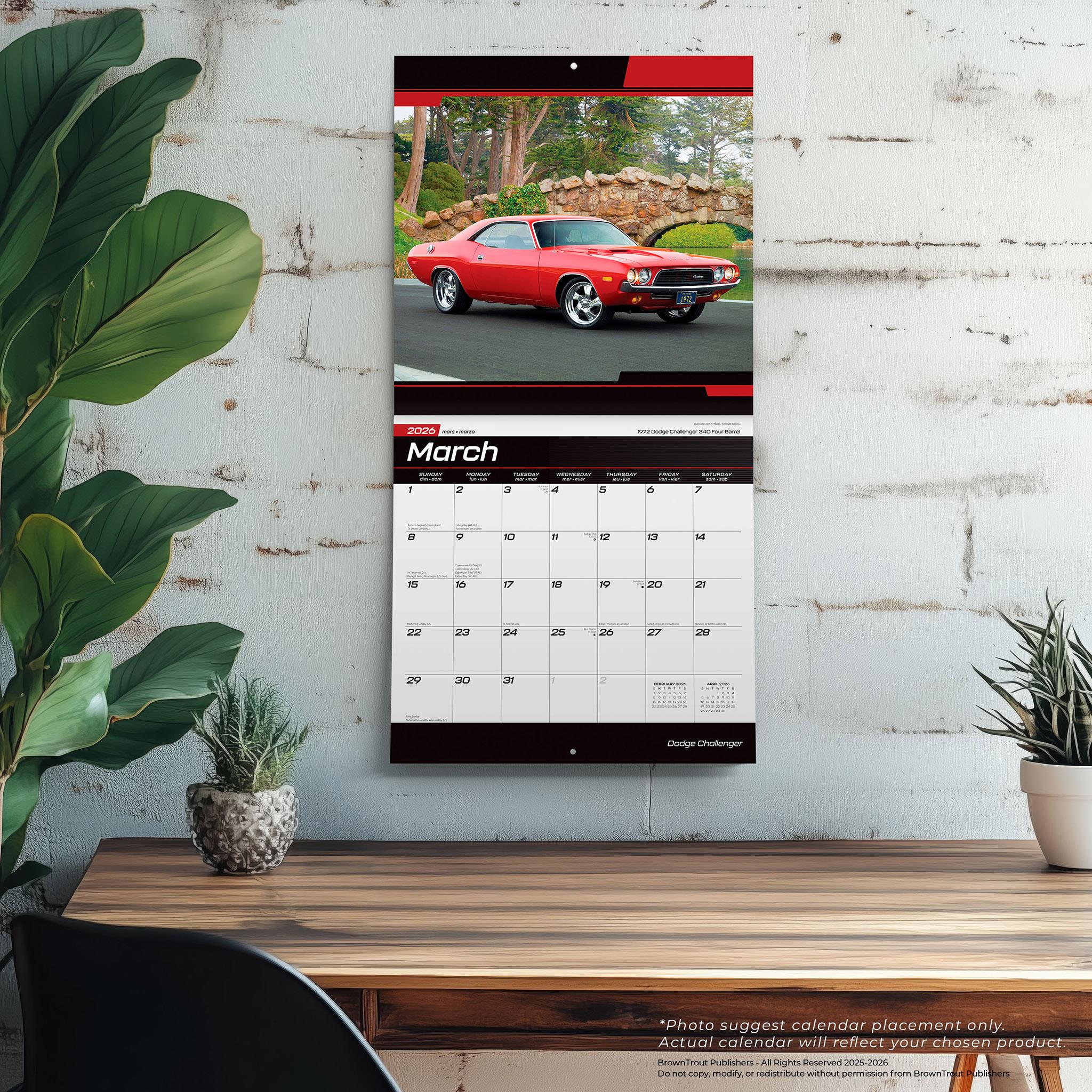 Dodge Challenger 2026 Wall Calendar