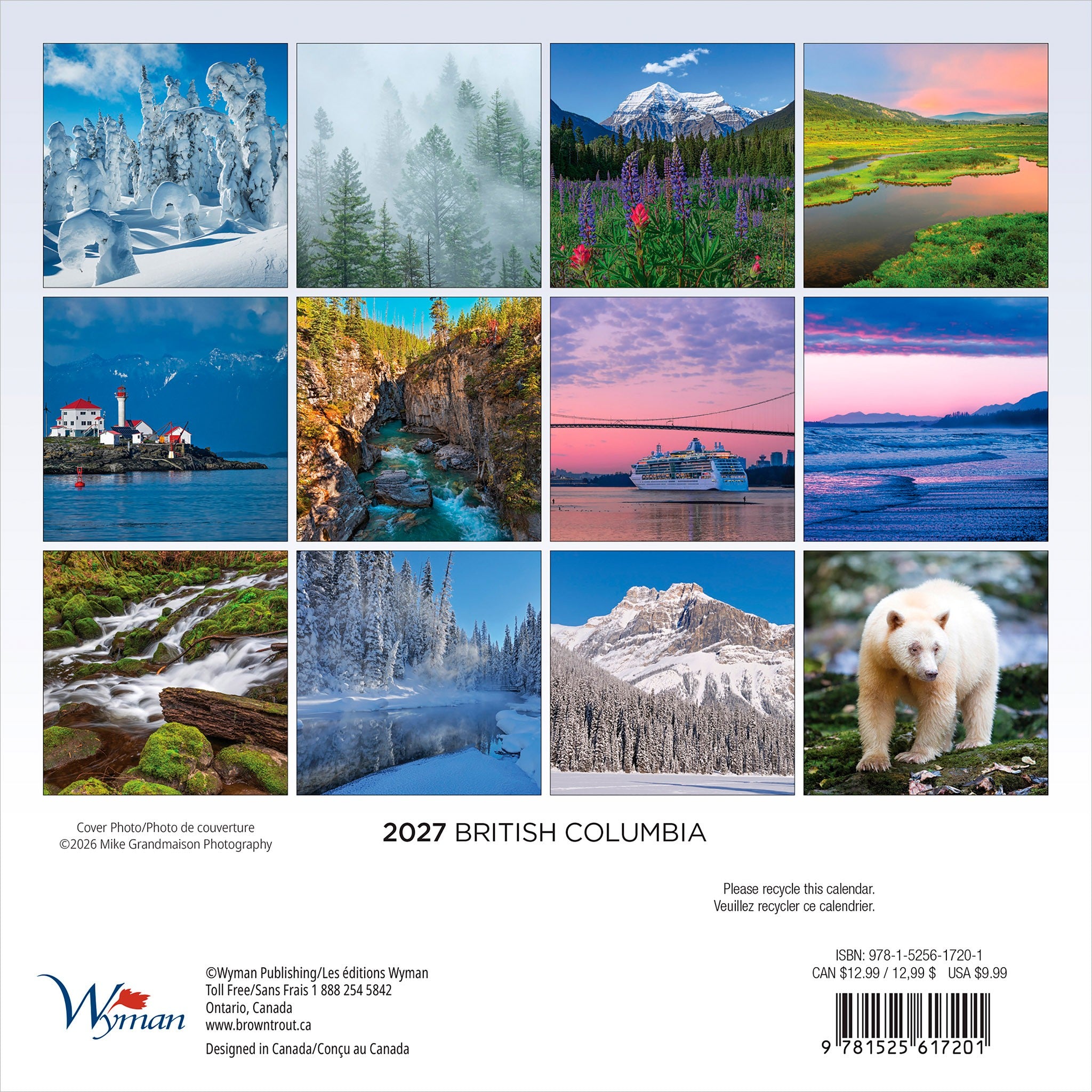 British Columbia 2027 Mini Calendar