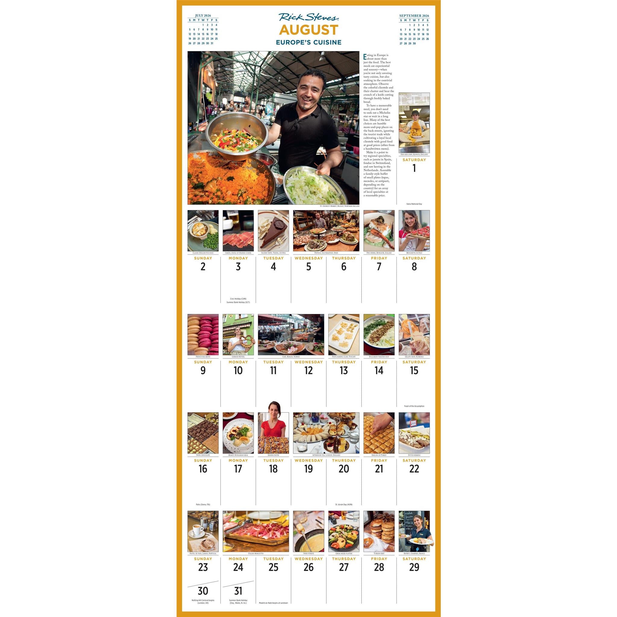Calendrier mural Europe 365 Rick Steves 2026