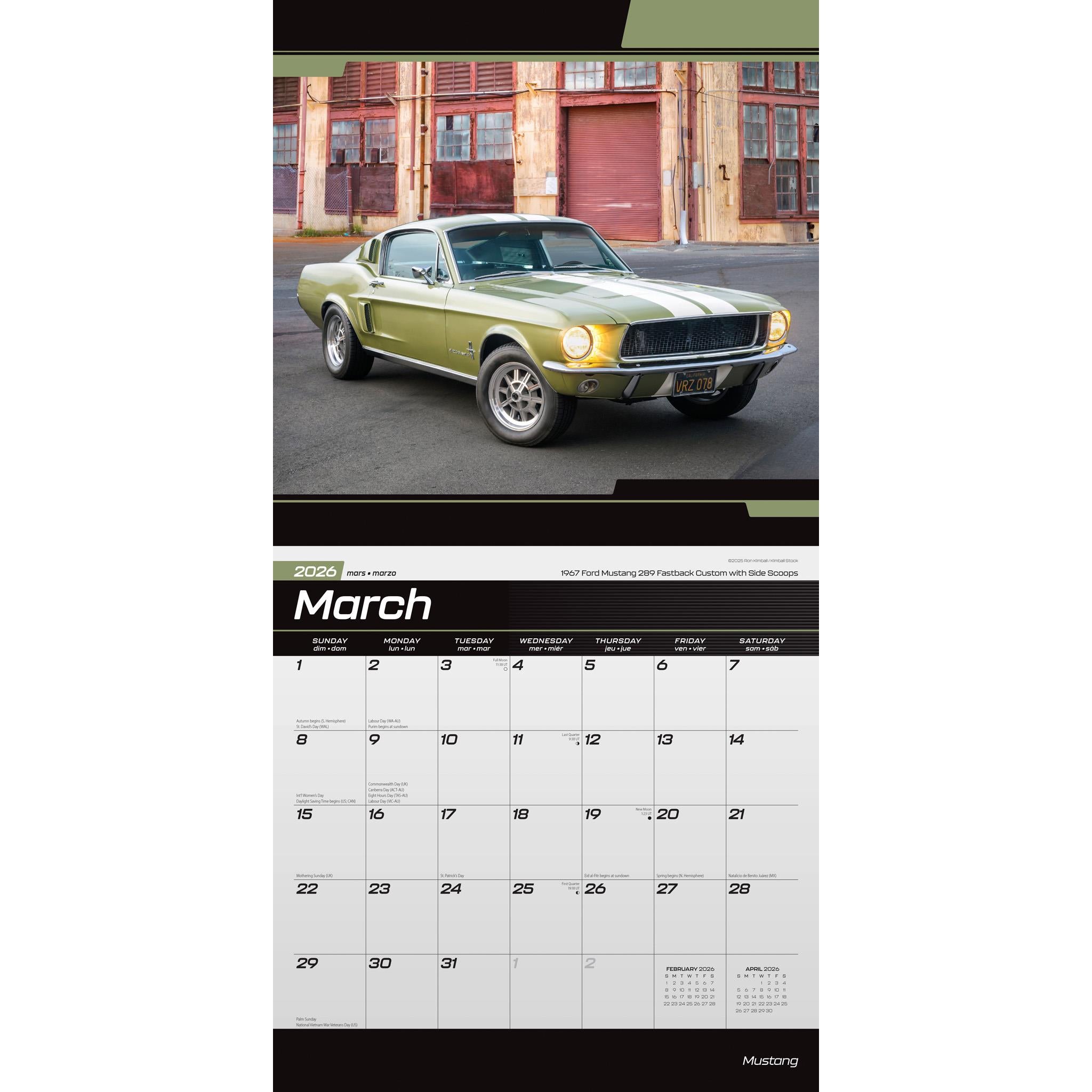 Calendrier mural Mustang 2026