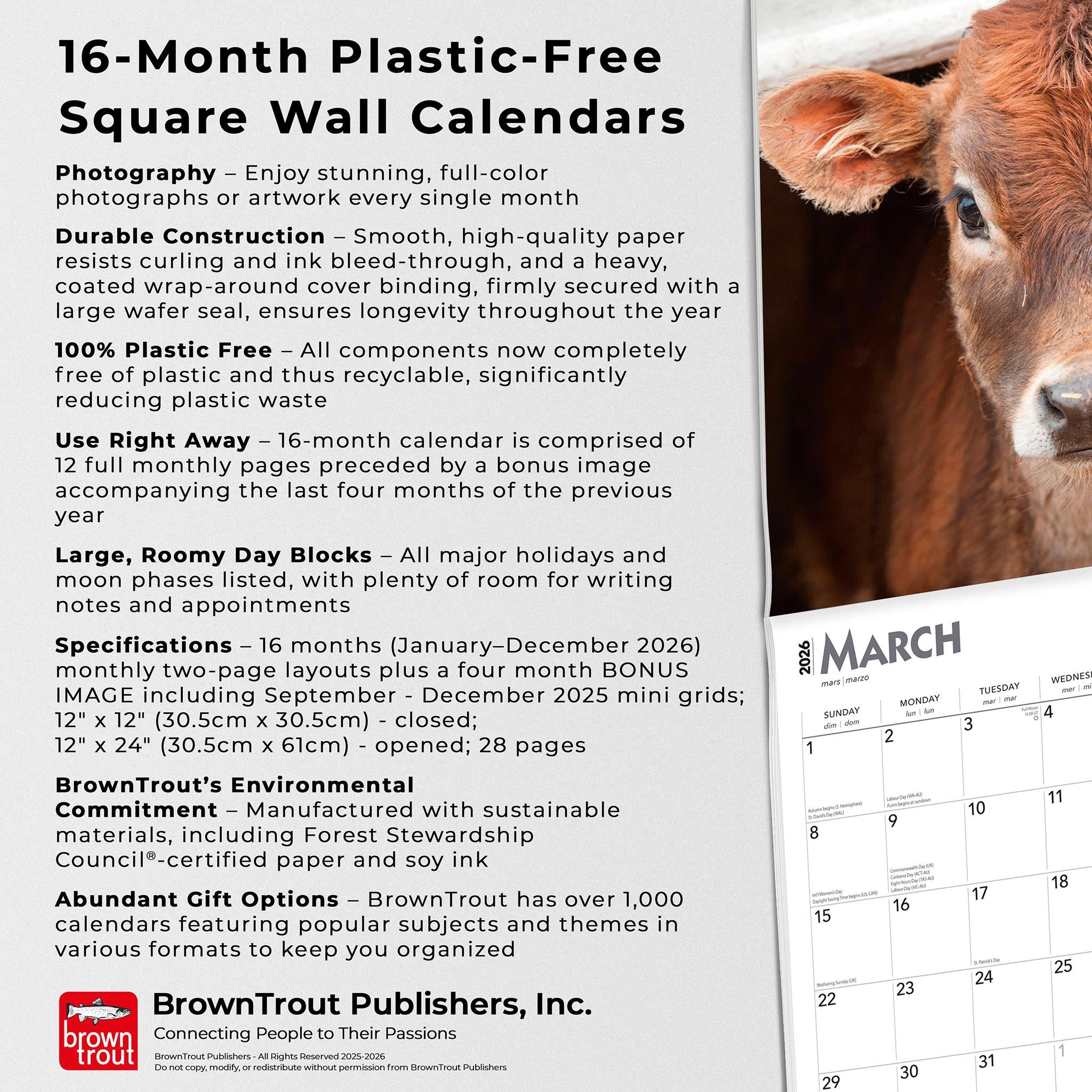 Calendrier mural Baby Moo Moos 2026 - Disponible uniquement en ligne