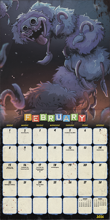 Calendrier mural Poppy Playtime 2026 - Disponible uniquement en ligne