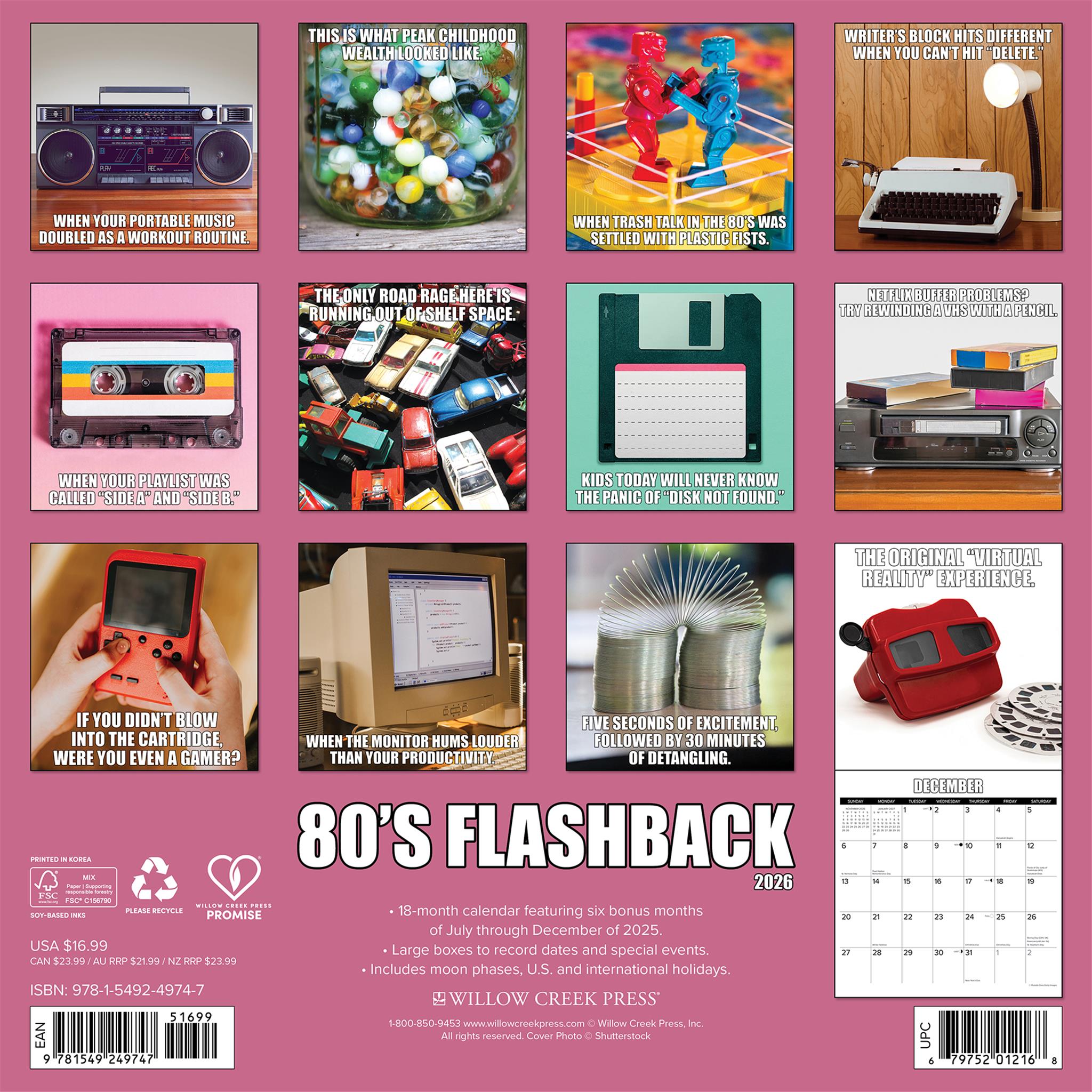 Calendrier mural 80's Flashback 2026 - Disponible uniquement en ligne