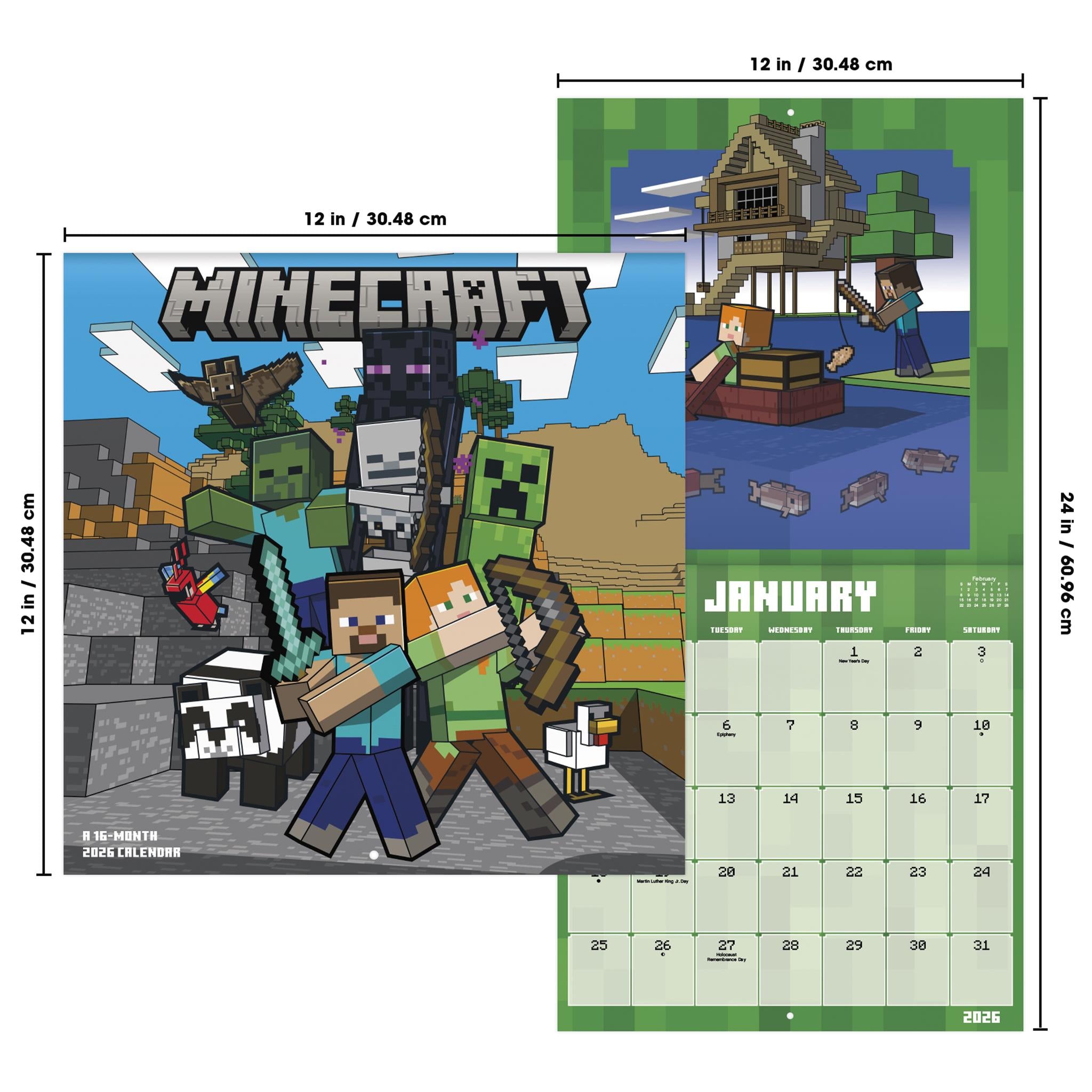 Calendrier mural du film Minecraft 2026