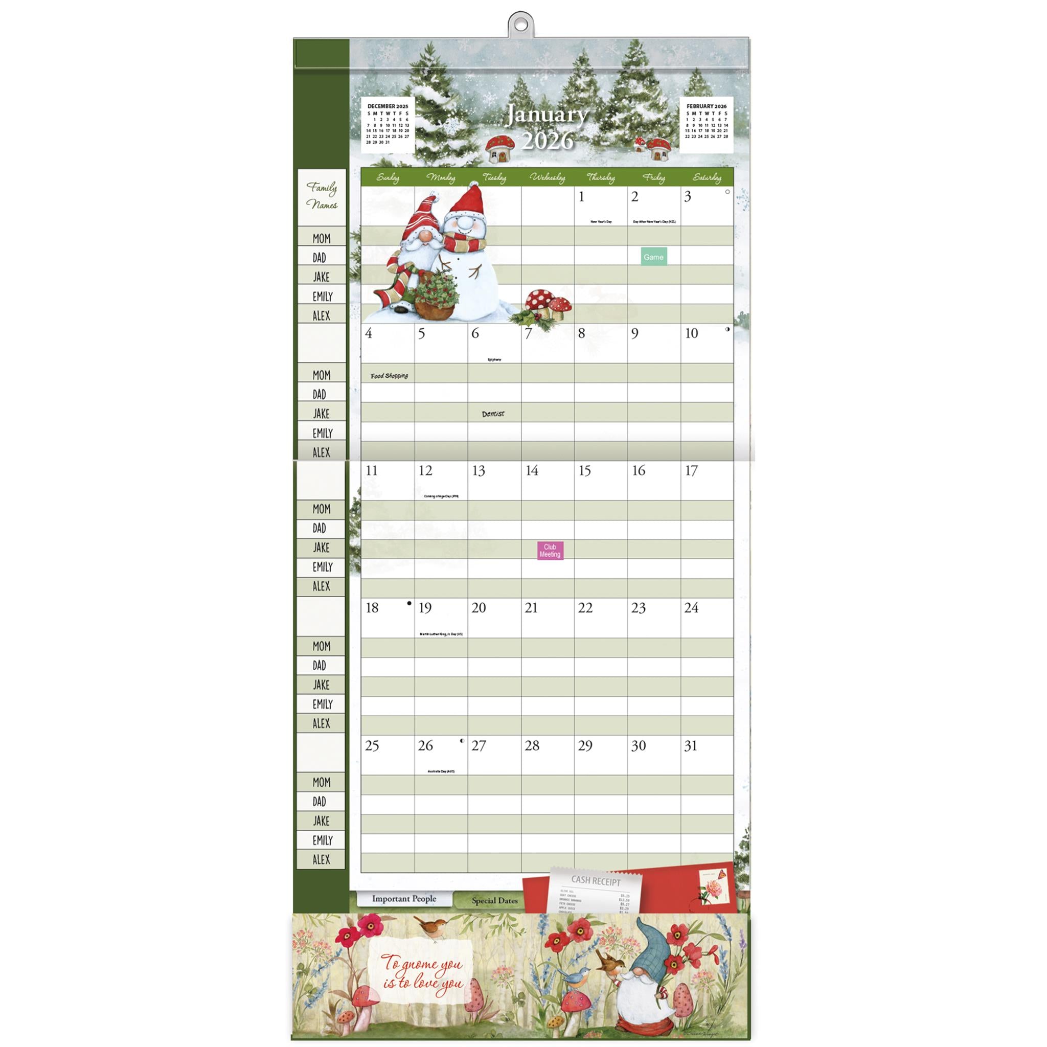 Gnomes Plan It Plus 2025-2026 Wall Calendar