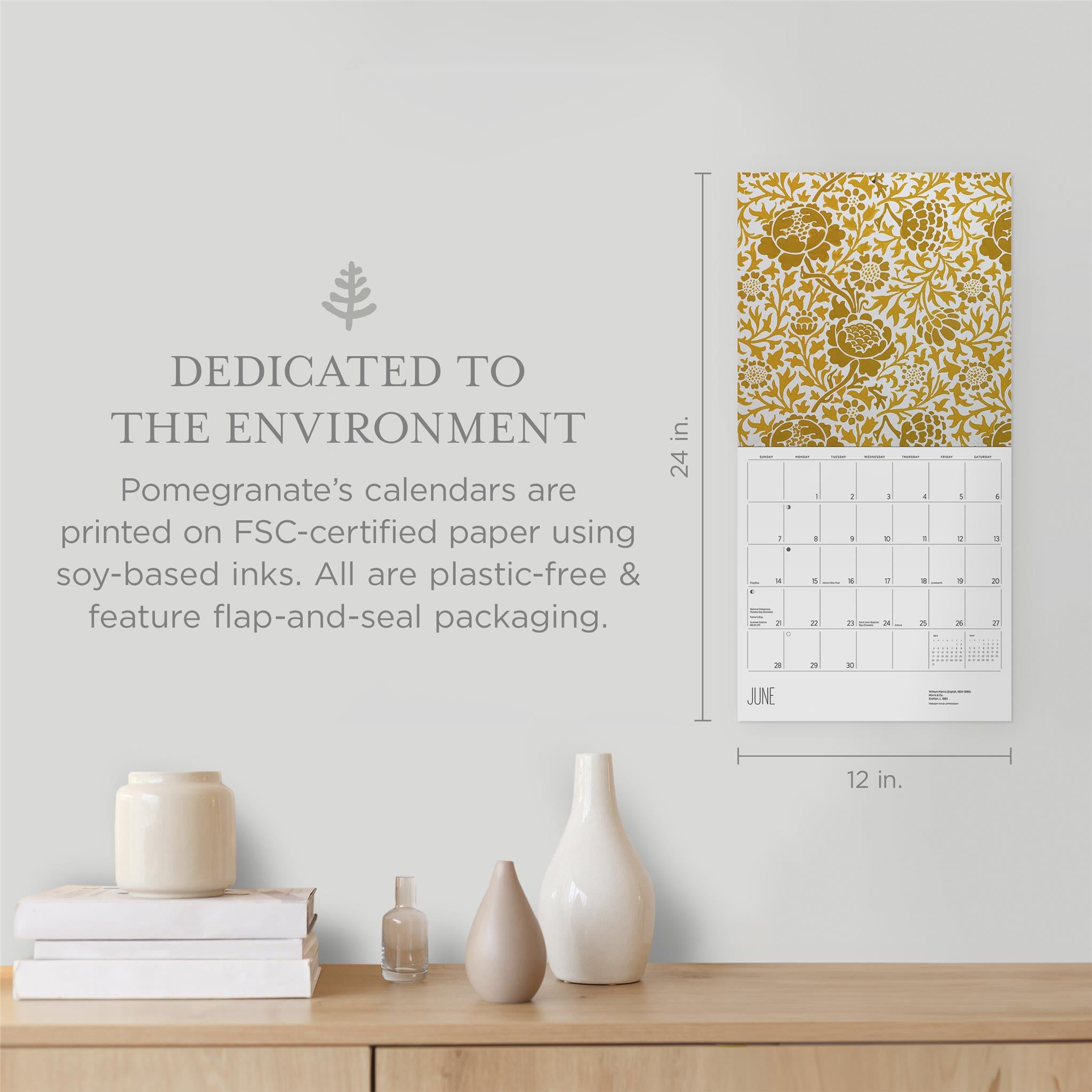 Calendrier mural William Morris Arts &amp; Crafts Designs 2026