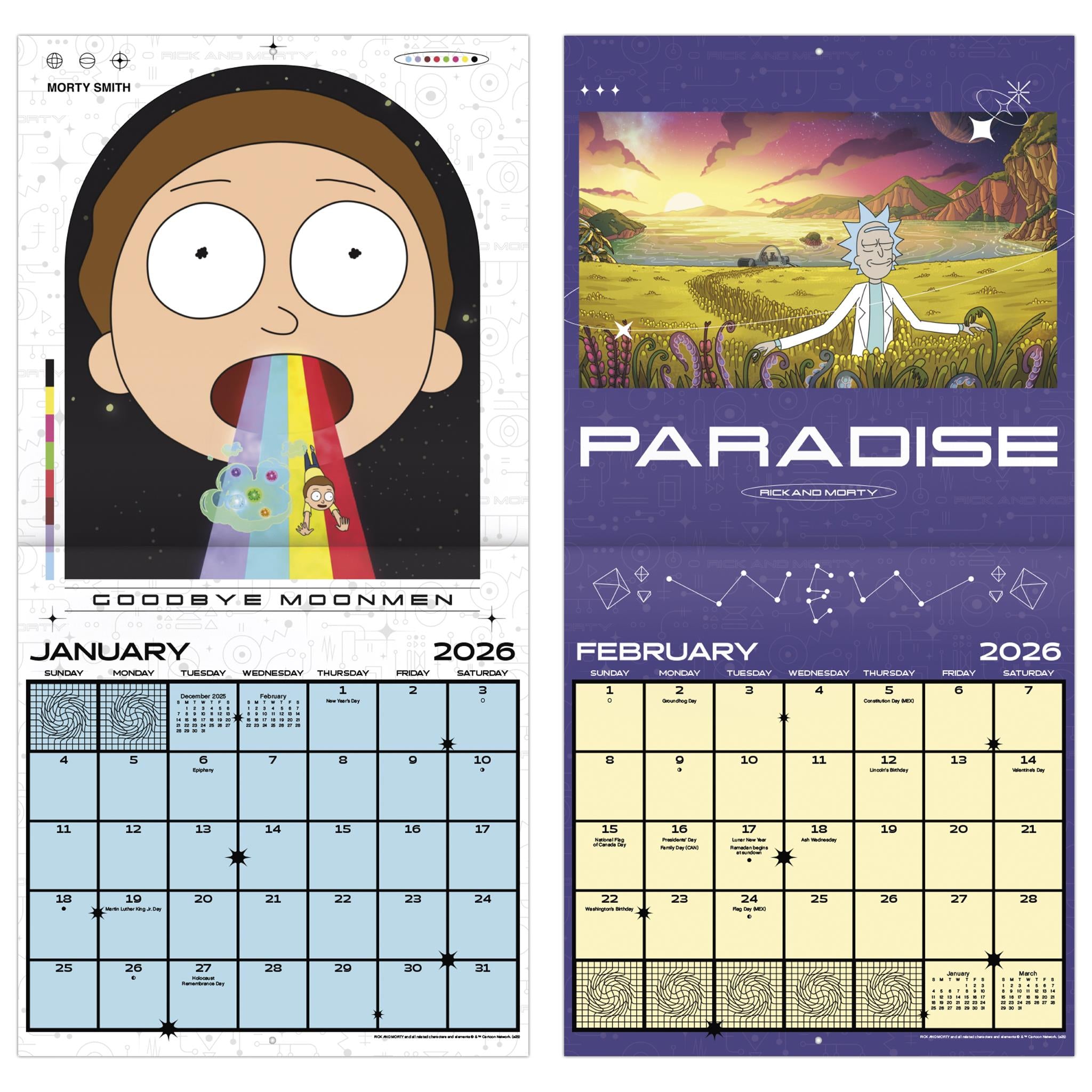 Rick And Morty 2026 Wall Calendar