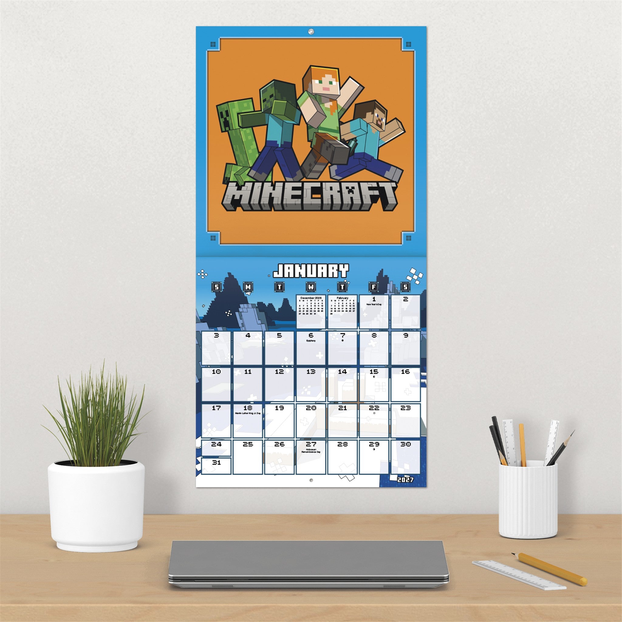 Minecraft Exclusive with Decal 2027 Wall Calendar