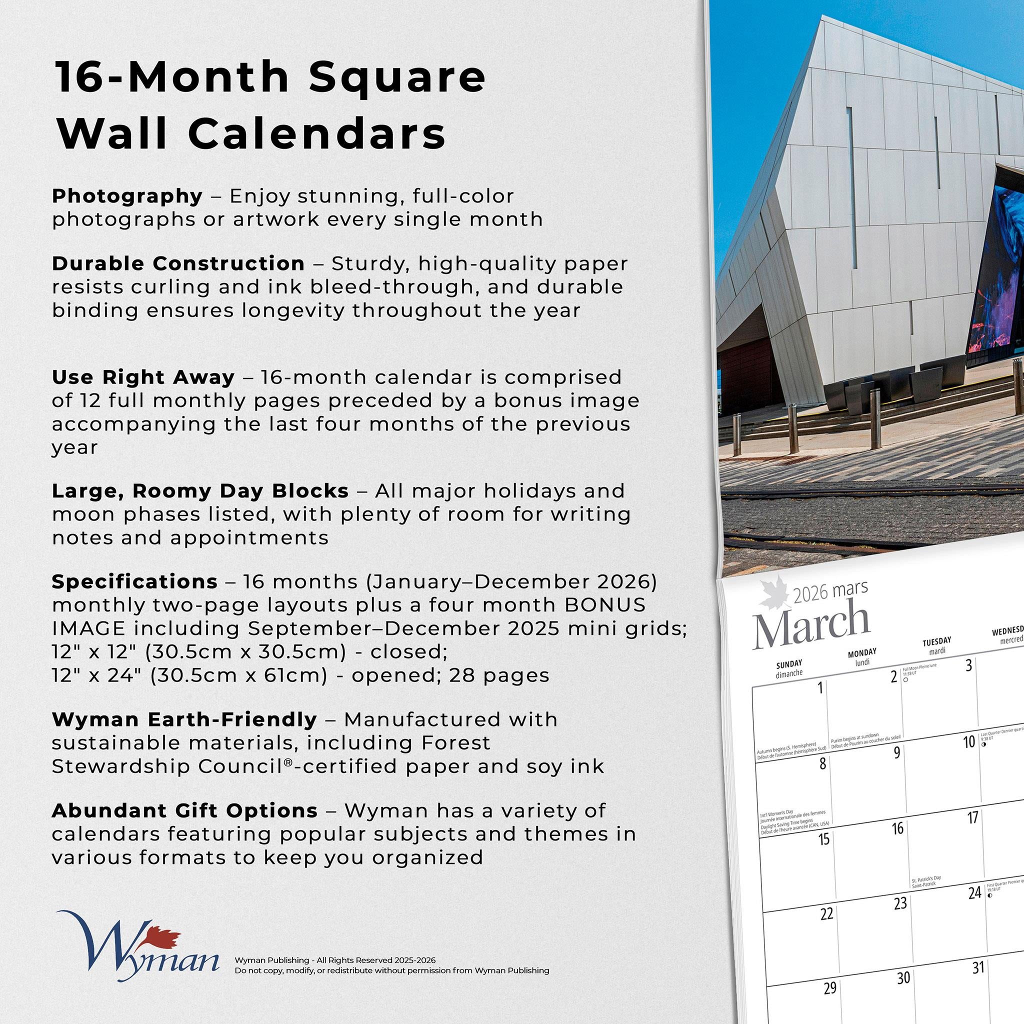 Ottawa 2026 Wall Calendar