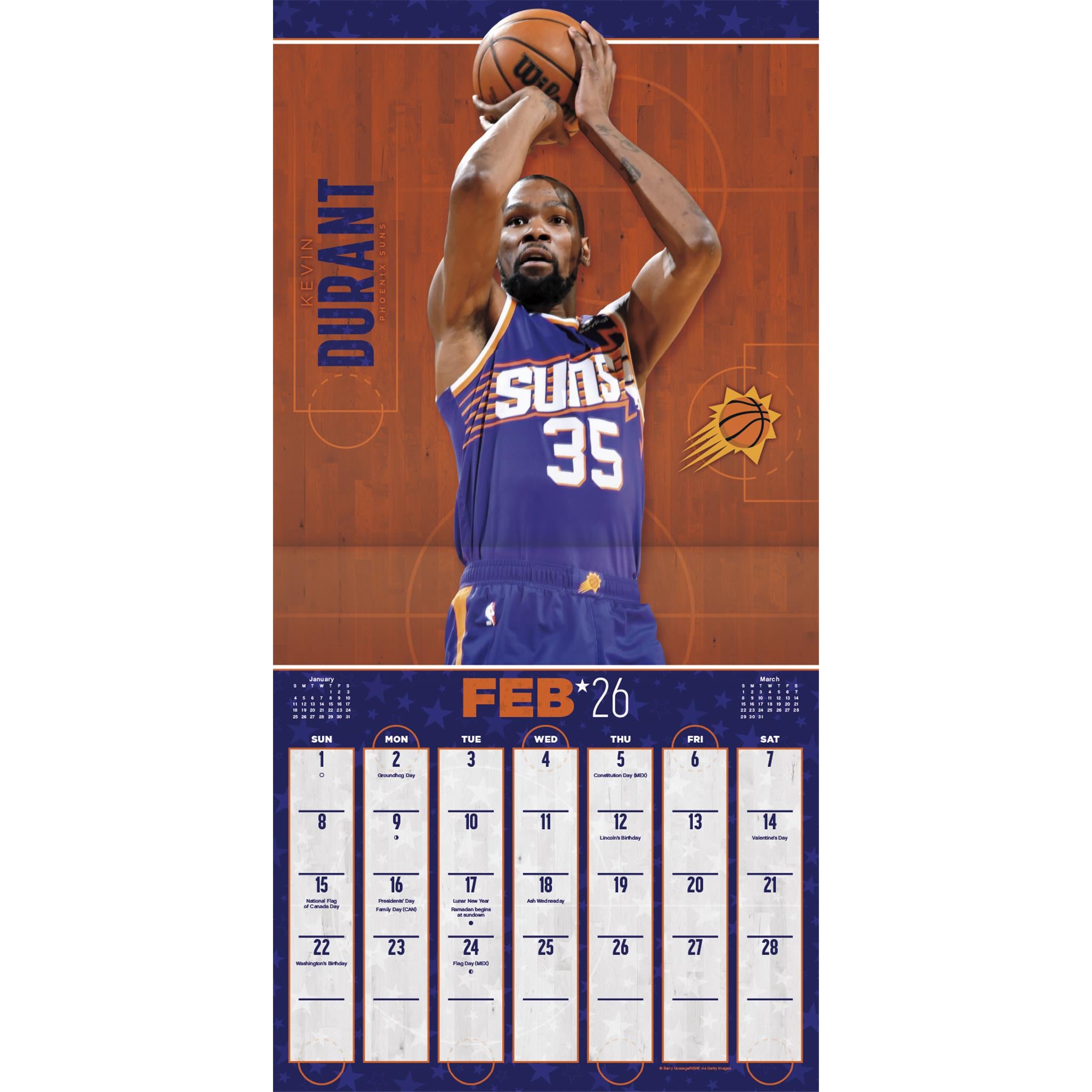NBA Superstars 2026 Wall Calendar