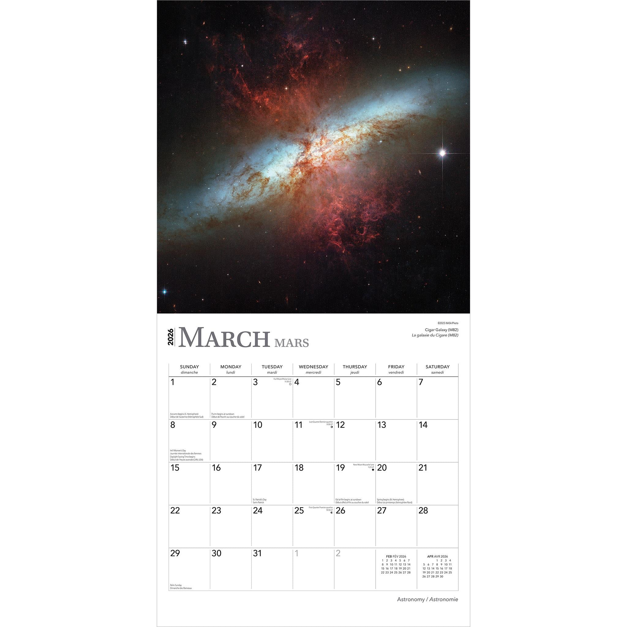 Calendrier mural Astronomie 2026 (français)