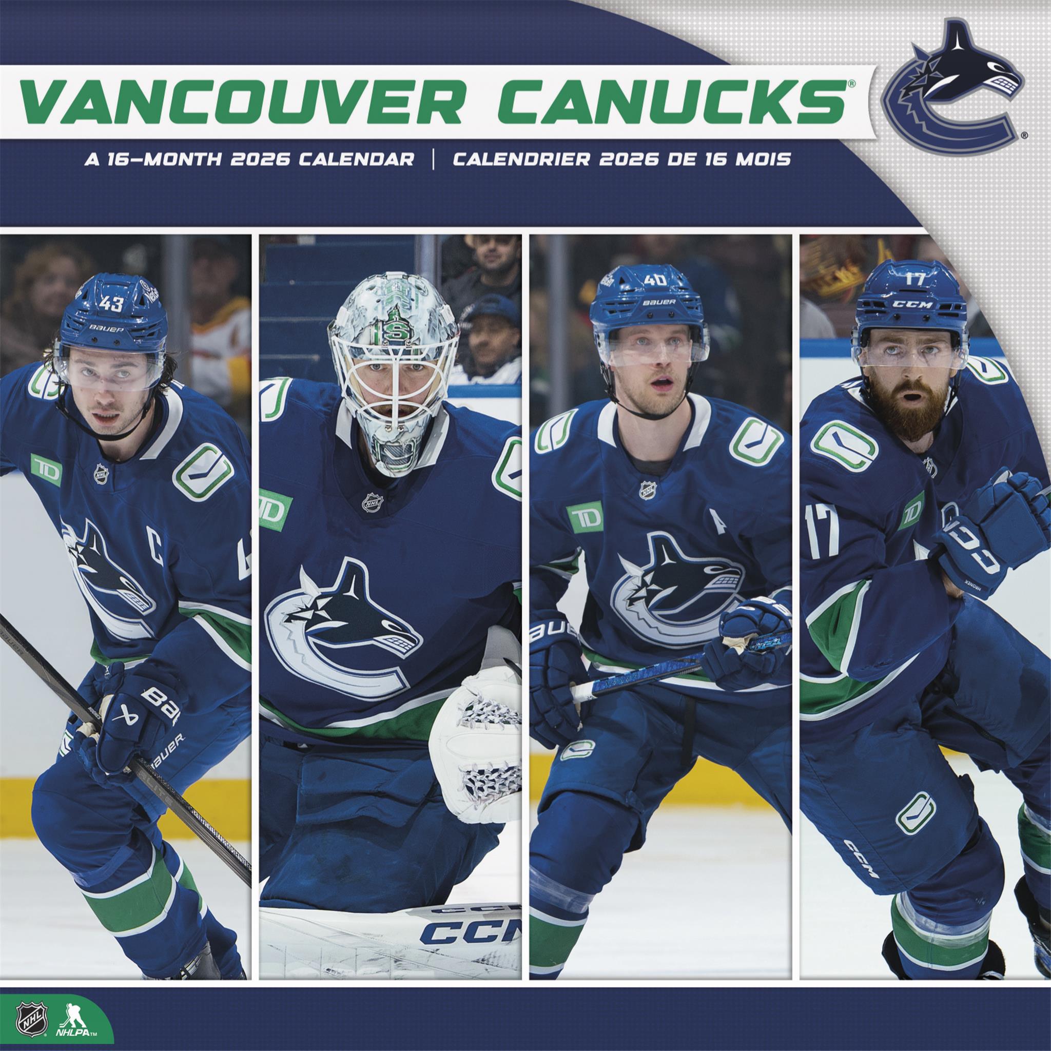 Calendrier mural bilingue 2026 des Canucks de Vancouver (NHL)