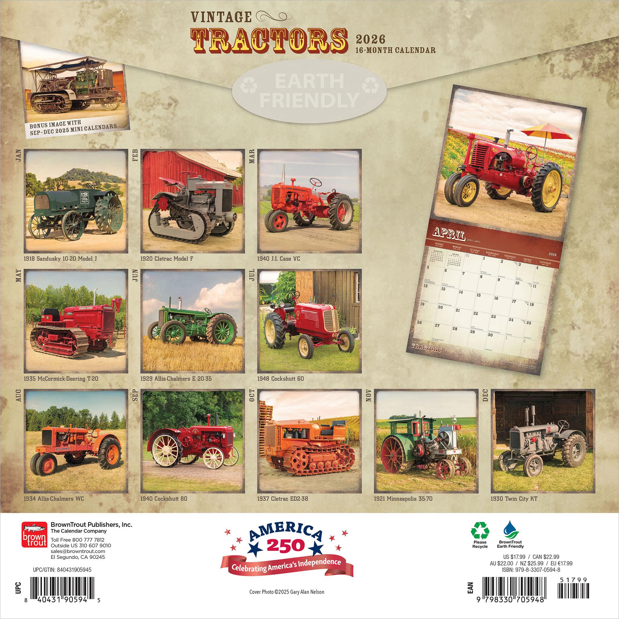 Calendrier mural Tracteurs anciens 2026 - Disponible uniquement en ligne