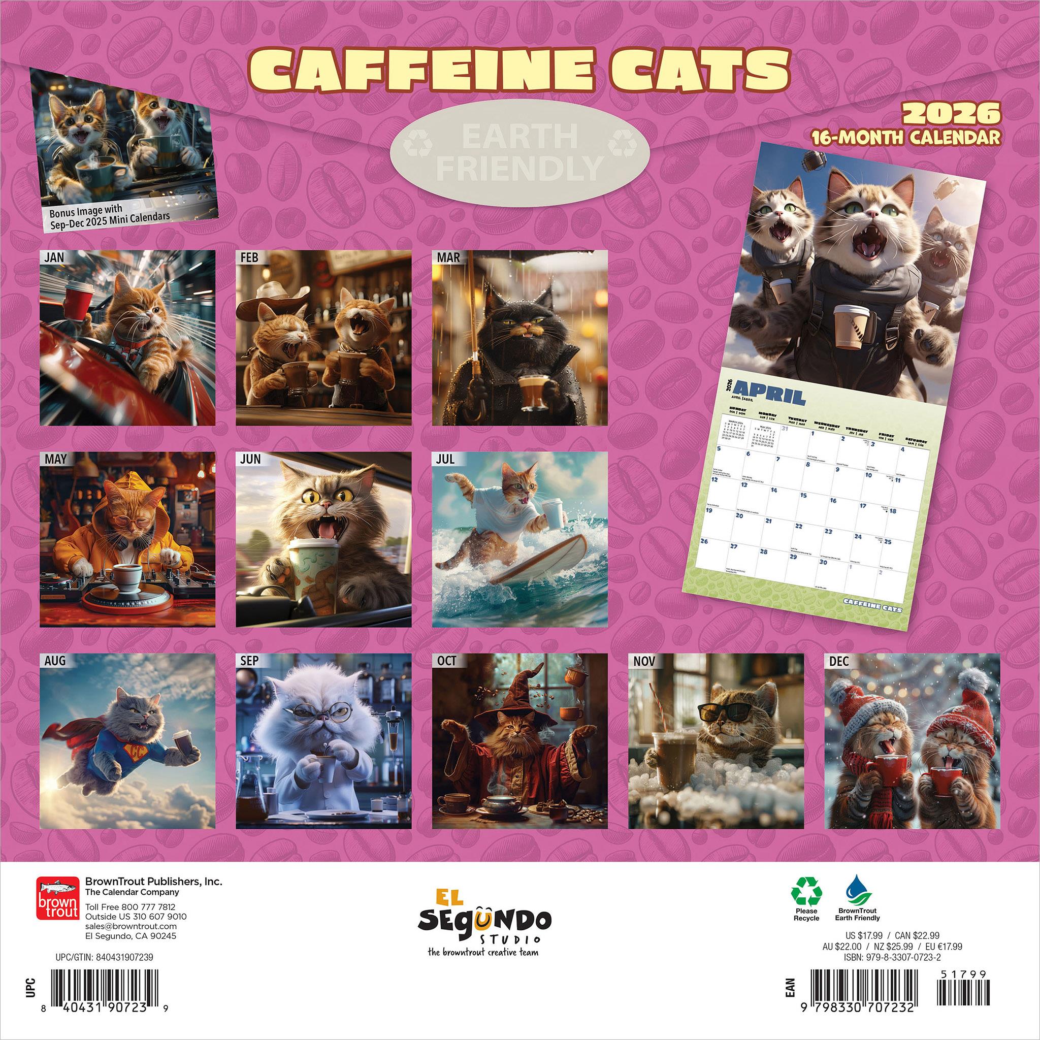 Calendrier mural Caffeine Cats 2026 - Disponible uniquement en ligne