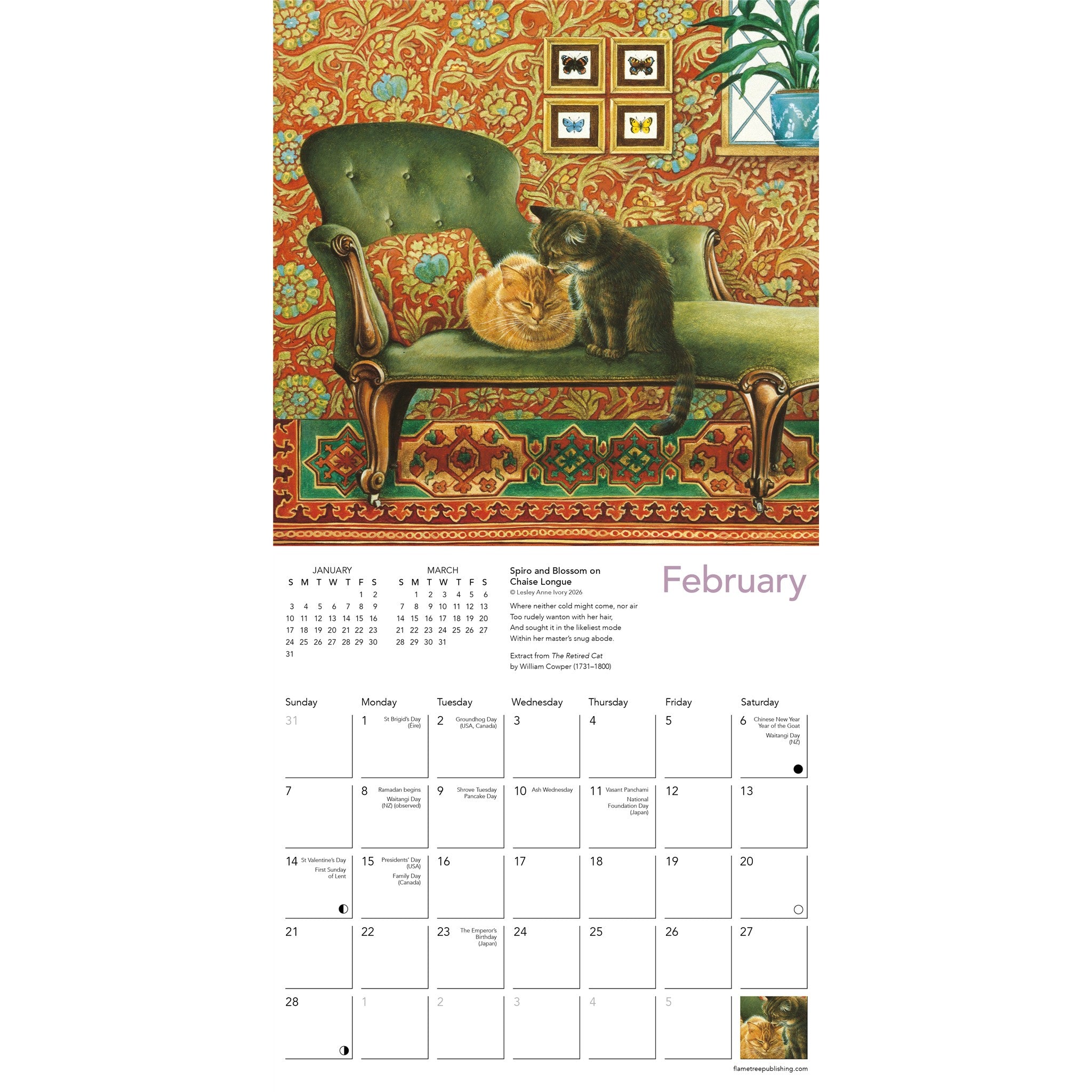 Ivory Cats by Lesley Anne Ivory 2027 Mini Calendar