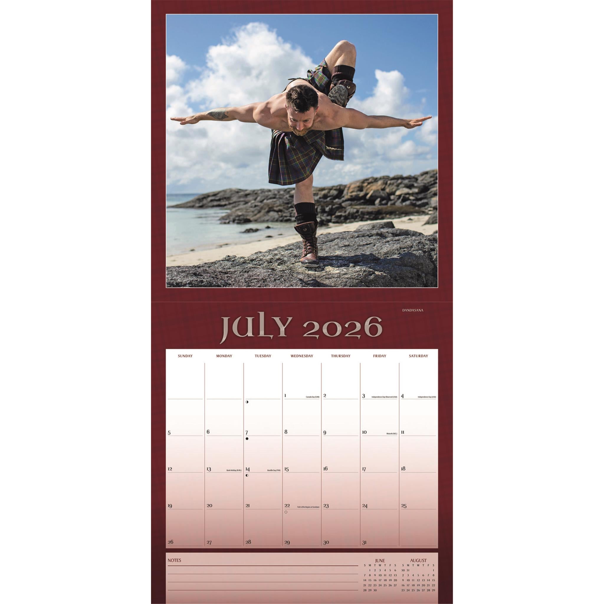 Calendrier mural de yoga en kilt 2026