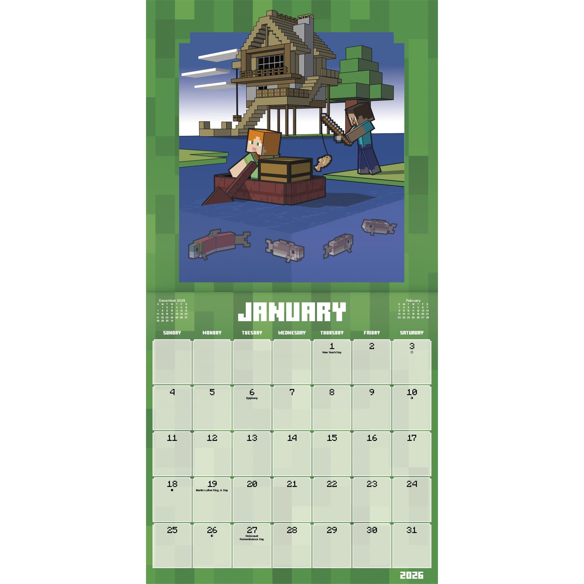 Calendrier mural du film Minecraft 2026