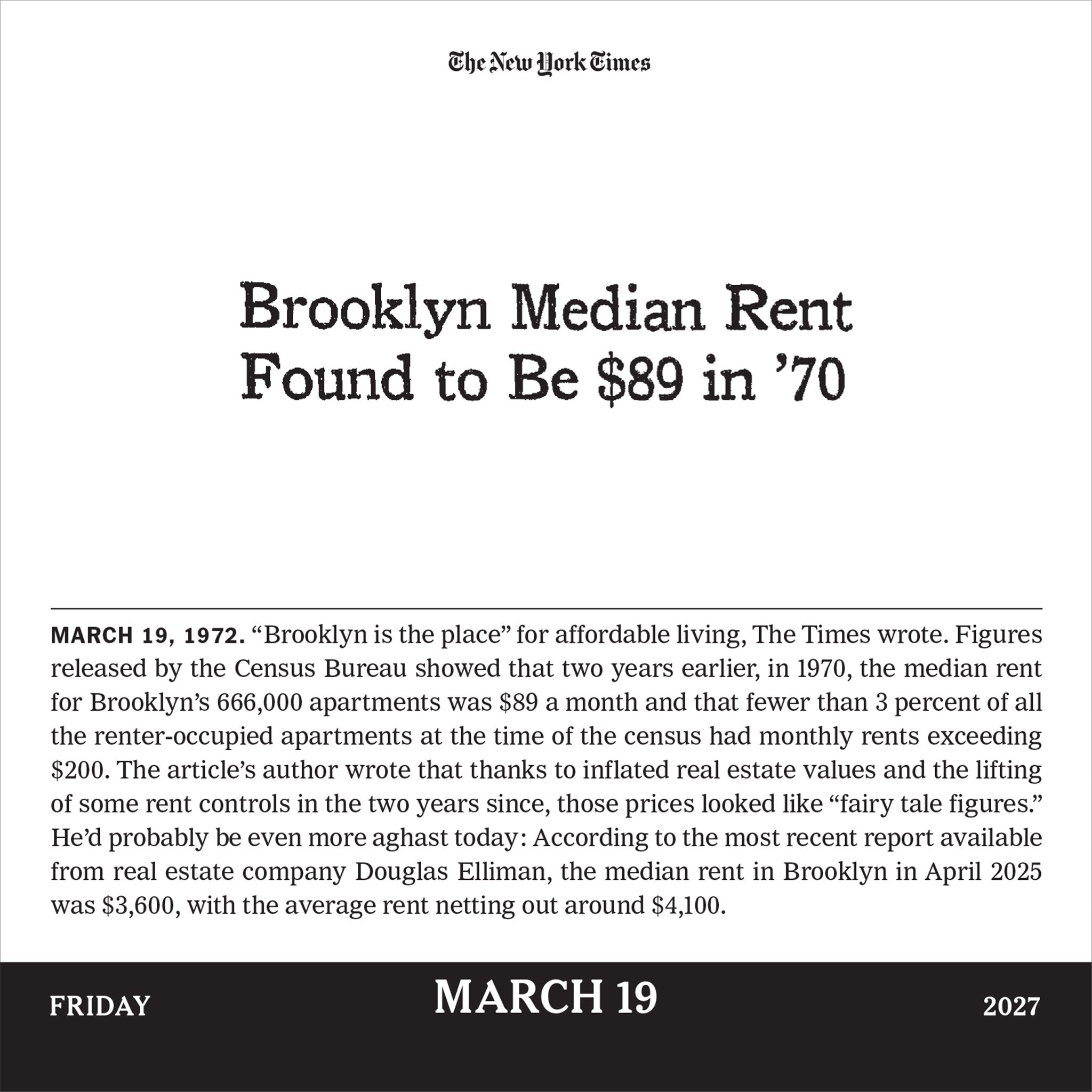 The New York Times Headlines in History 2027 Box Calendar - Online Only