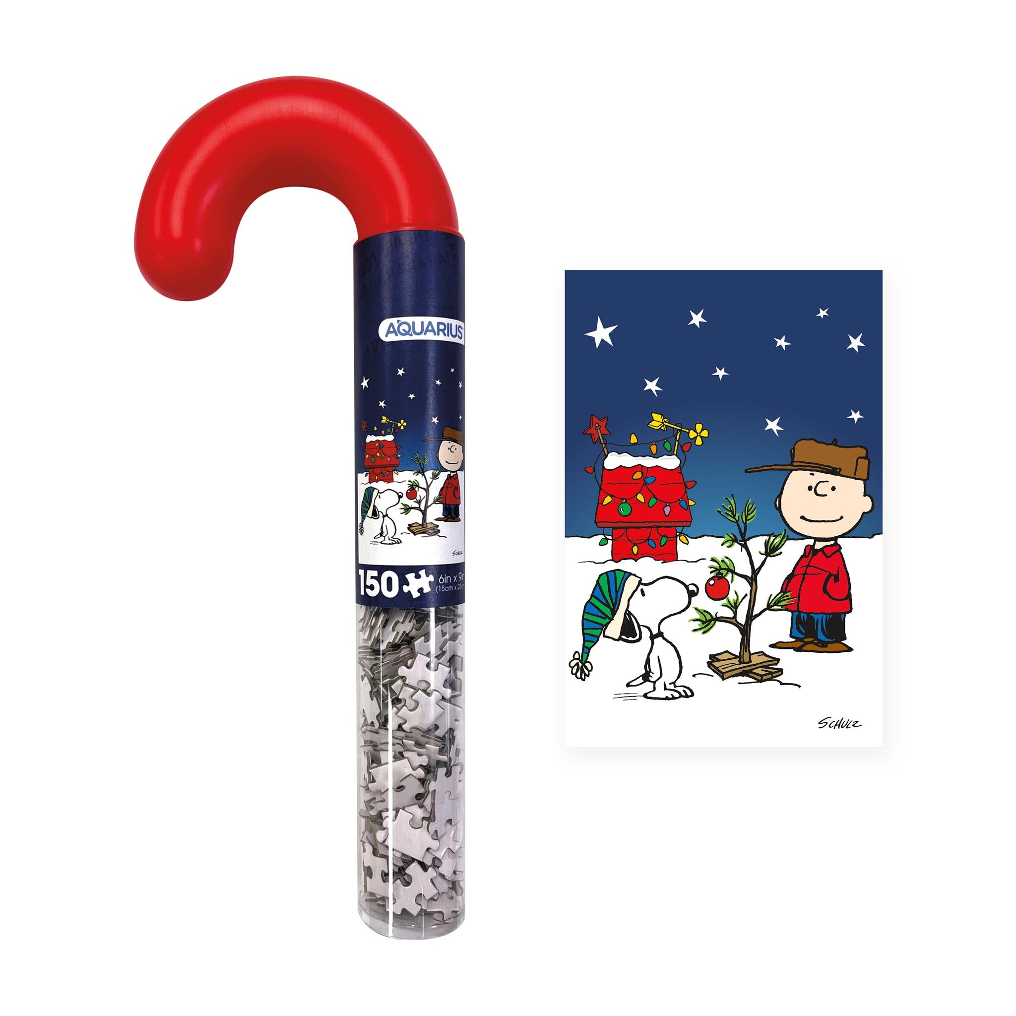 Puzzle de Noël 150 pièces Charlie Brown Peanuts, motif canne de Noël
