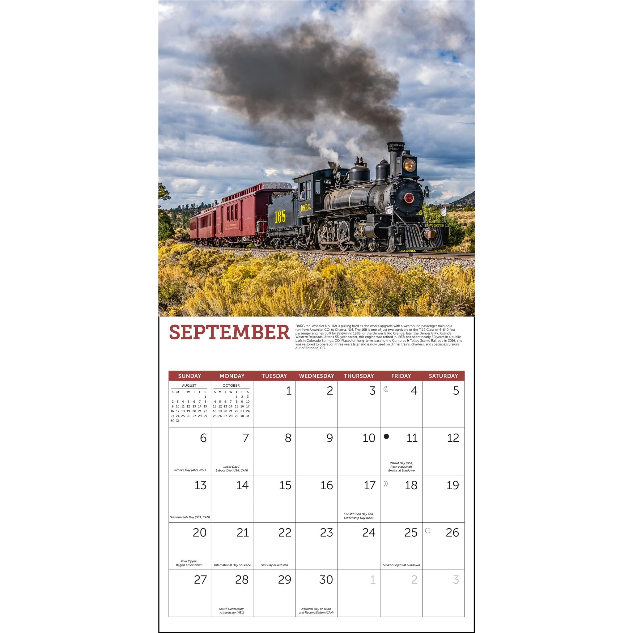 Steam Trains 2026 Wall Calendar