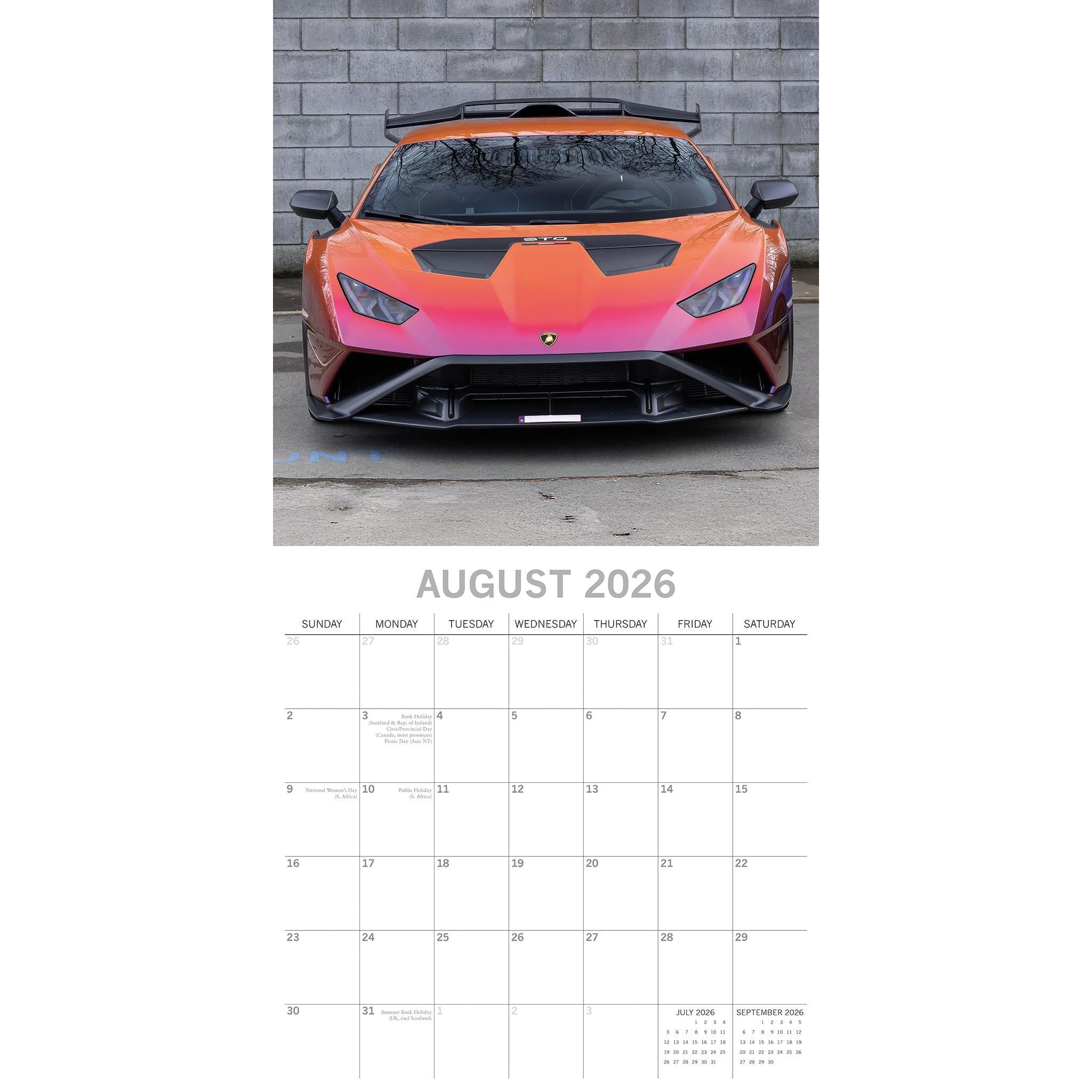 Lamborghini 2026 Wall Calendar